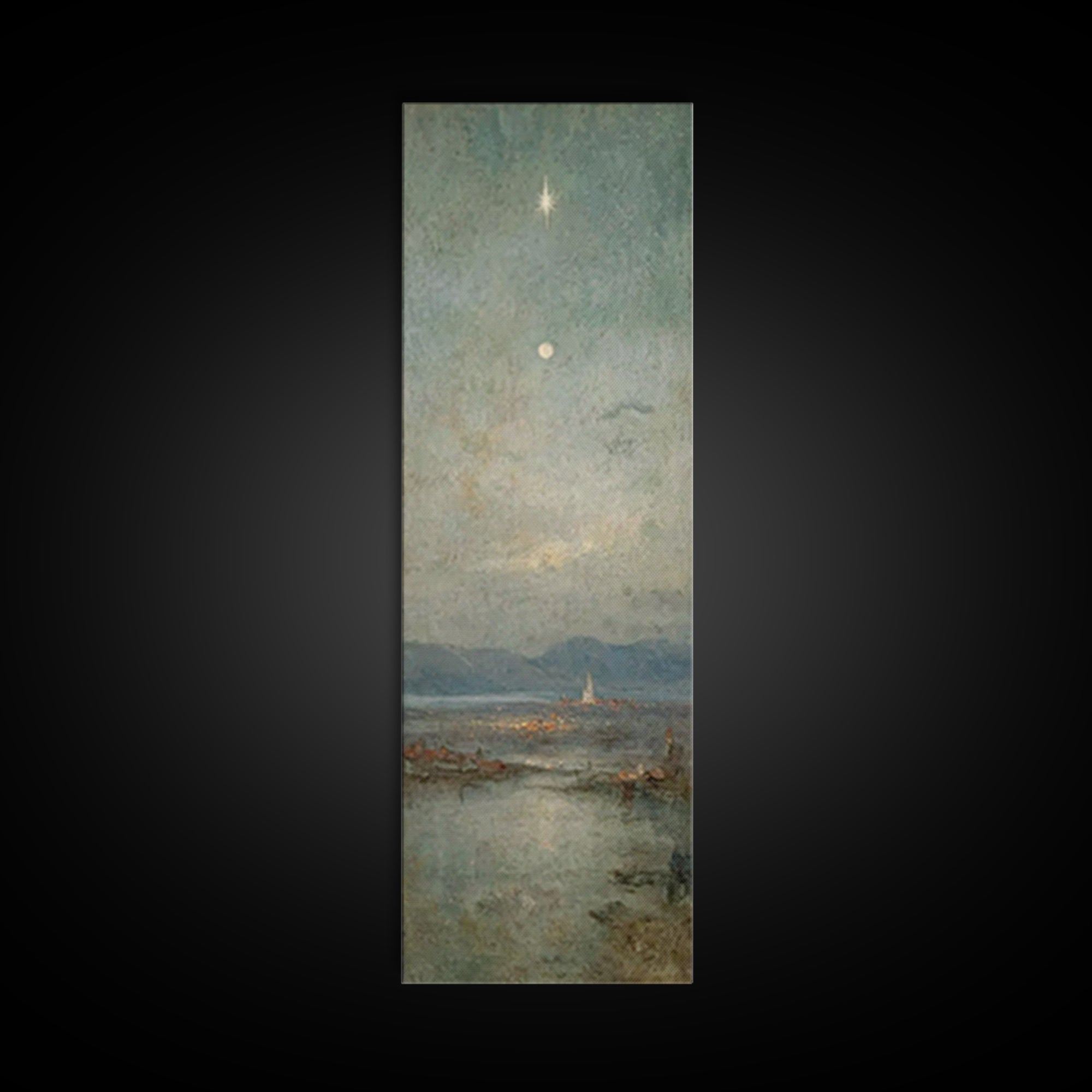 Bethlehem Night Star – Framed Canvas Print – Tall Narrow Wall Art – Christian Christmas Art – Christian Art Canvas – Christian Wall Art – C