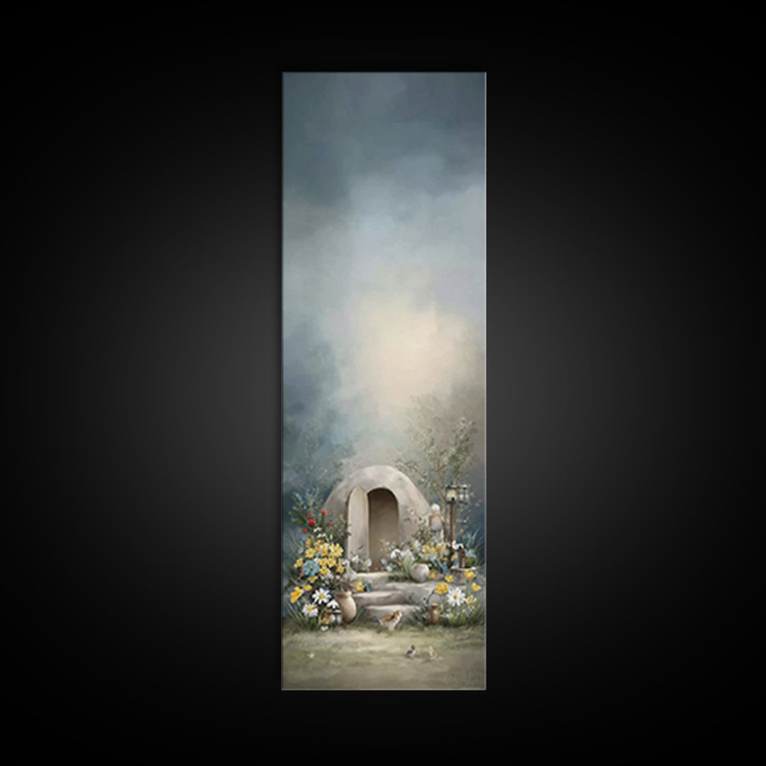 Garden Tomb Peace – Framed Canvas Print – Christian Christmas Art – Christian Wall Art – Christian Art Canvas – Narrow Art – Jesus Painting