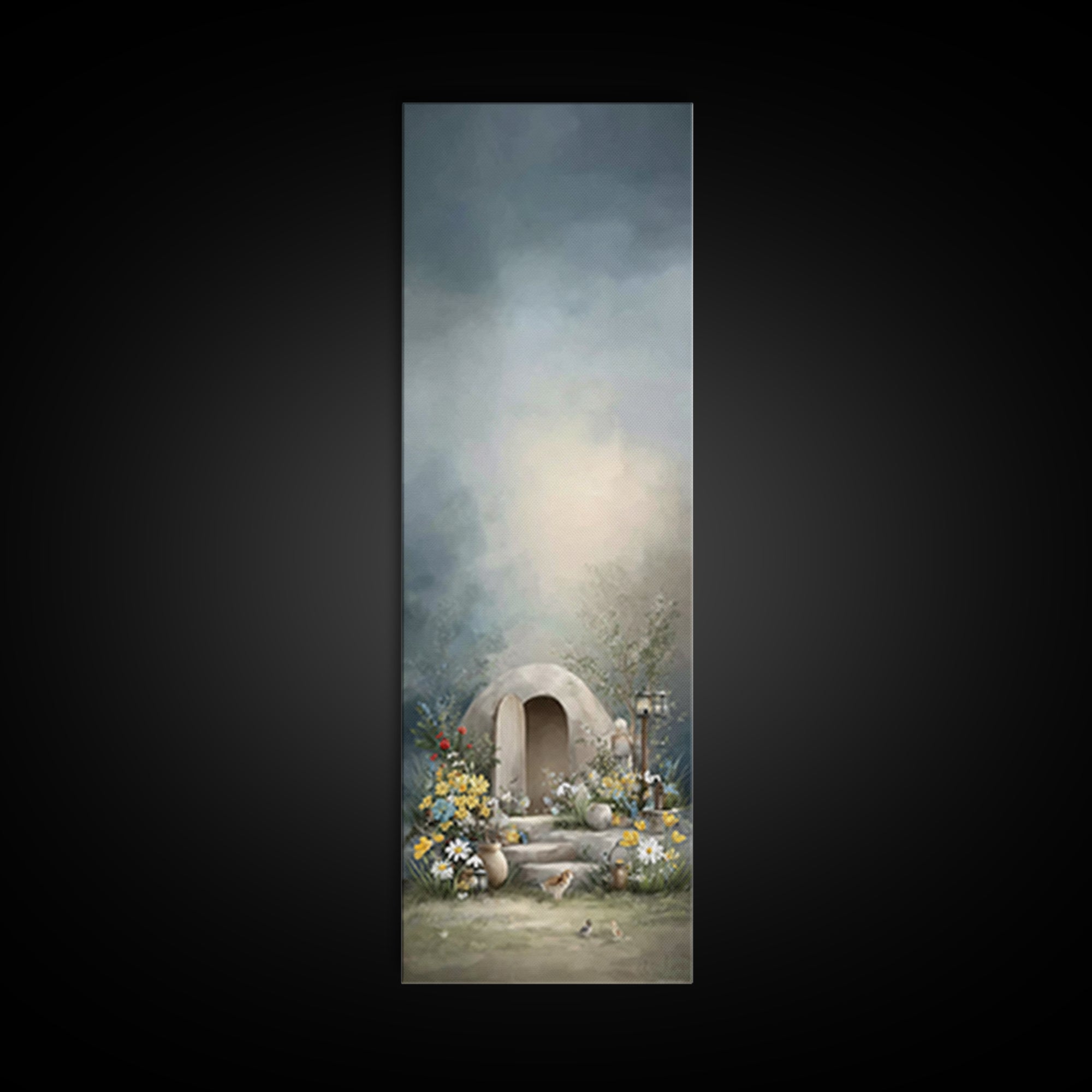 Garden Tomb Peace – Framed Canvas Print – Christian Christmas Art – Christian Wall Art – Christian Art Canvas – Narrow Art – Jesus Painting