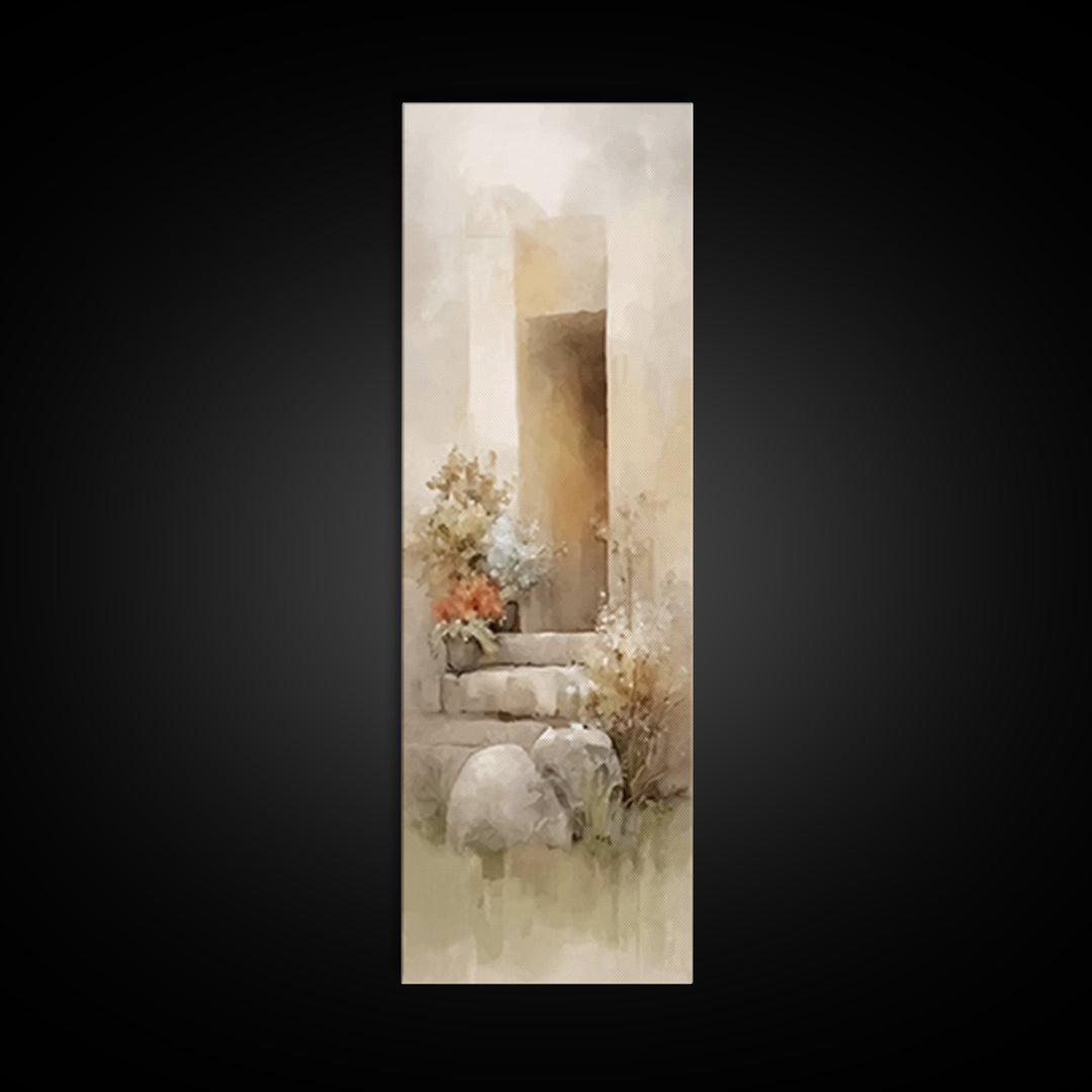 Risen Dawn Bloom – Framed Canvas Print – Christian Art Canvas – Jesus Painting – Christian Wall Art – Tall Skinny Art Print
