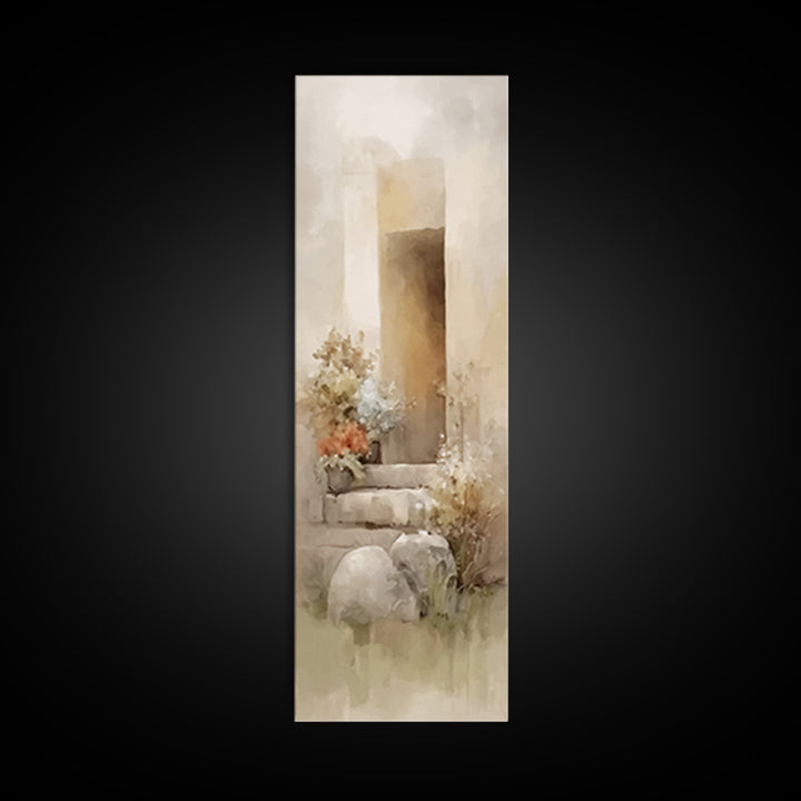 Risen Dawn Bloom – Framed Canvas Print – Christian Art Canvas – Jesus Painting – Christian Wall Art – Tall Skinny Art Print