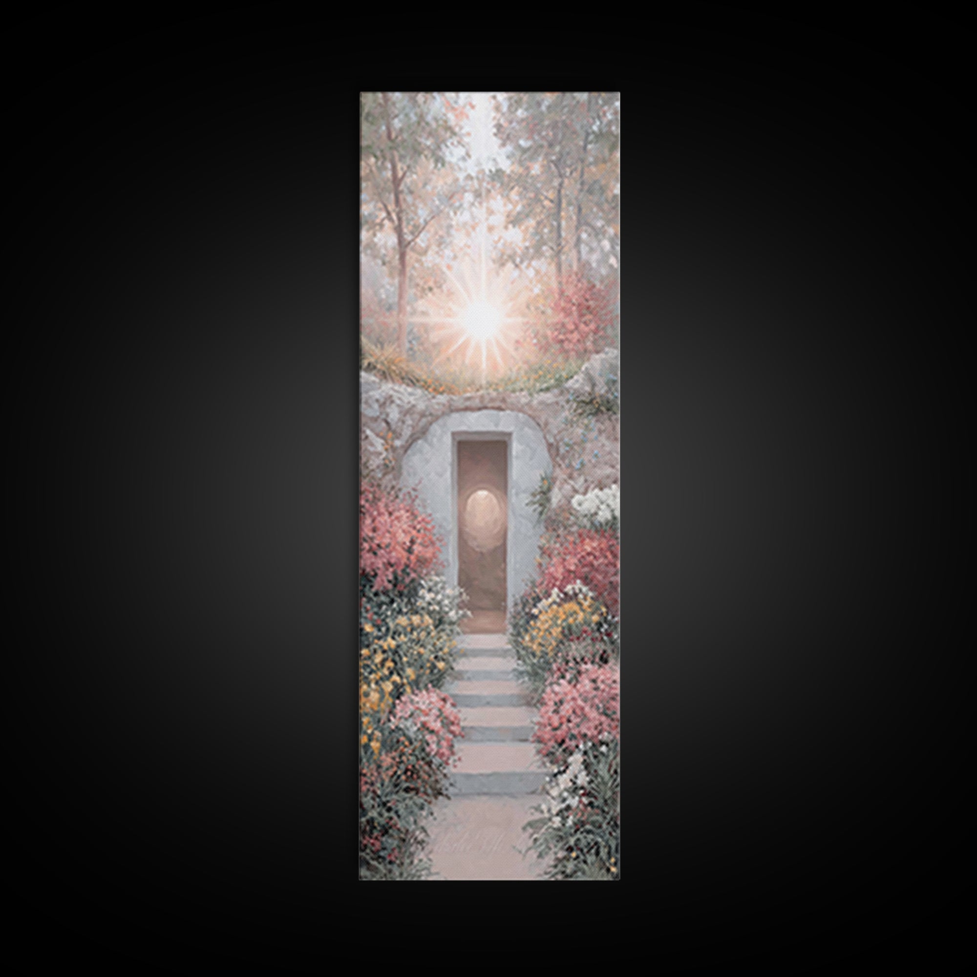 Empty Stone Light – Framed Canvas Print – Christian Art Canvas – Narrow Art – Christian Wall Art – Jesus Painting – Christian Christmas Art