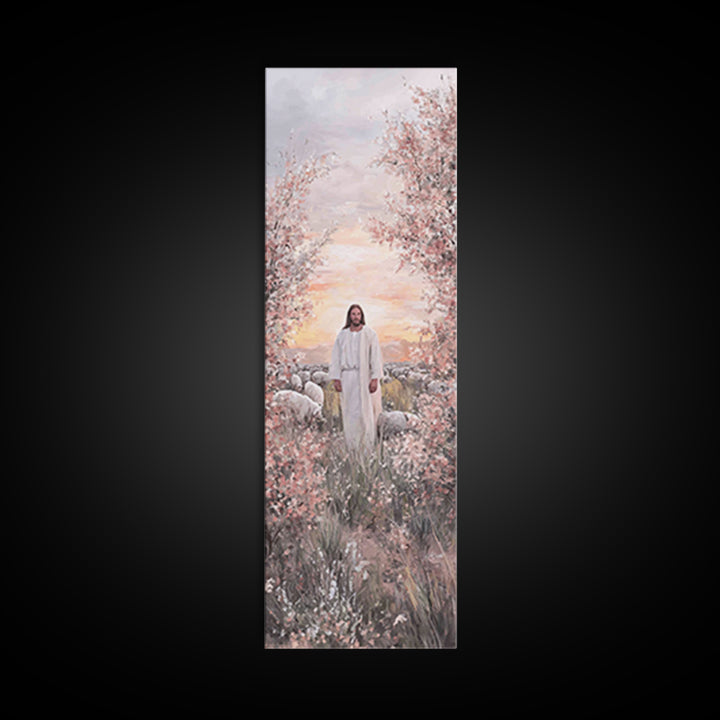 Shepherd Of Dawn – Framed Canvas Print – Christian Art Canvas – Large Jesus Painting – Narrow Art – Christian Wall Art – Christmas Art