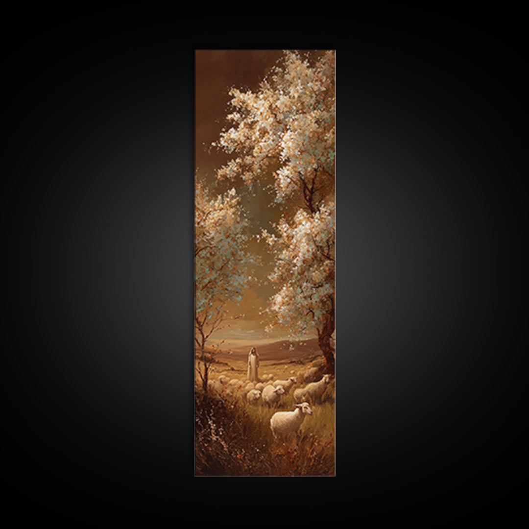 Fields Of Promise – Framed Canvas Print – Christian Wall Art – Christian Art Canvas – Tall Narrow Wall Art – Jesus Painting – Christian Gif
