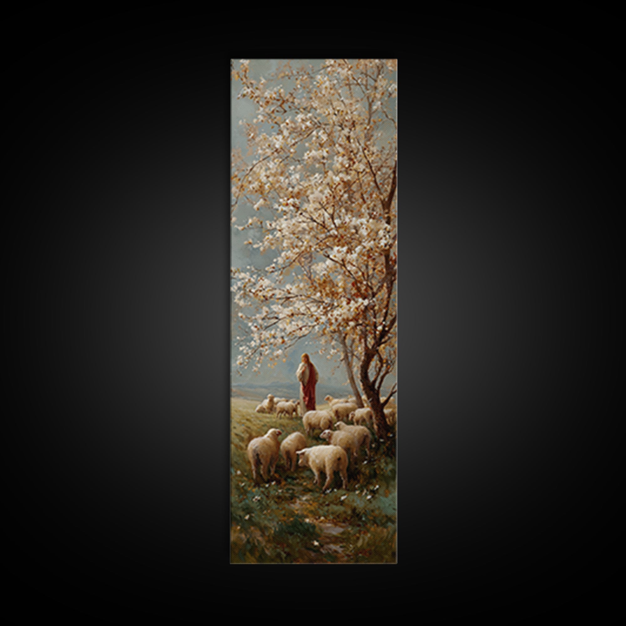 Garden Of Peace | Framed Canvas Print | Jesus Painting Canvas | Modern Christian Art | Narrow Art | Christian Christmas Art | Christian Wal