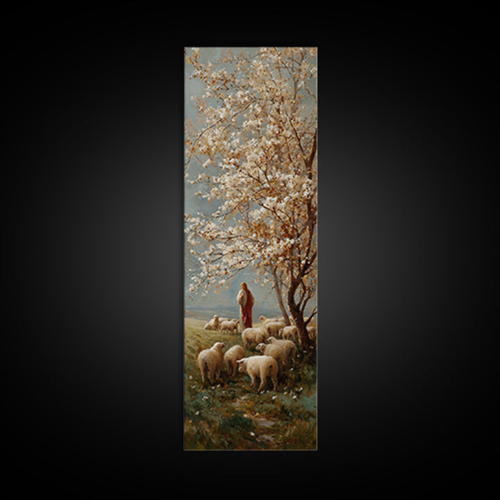 Garden Of Peace | Framed Canvas Print | Jesus Painting Canvas | Modern Christian Art | Narrow Art | Christian Christmas Art | Christian Wal