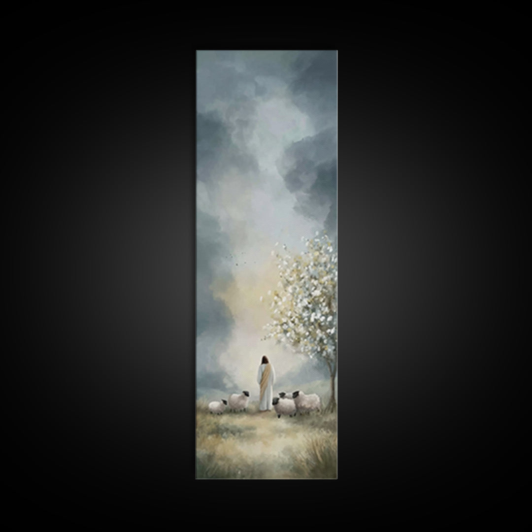 Heavenly Bloom Path – Framed Canvas Print – Christian Art Work – Minimalist Christian Art – Skinny Art – Christian Wall Art – Jesus Christm