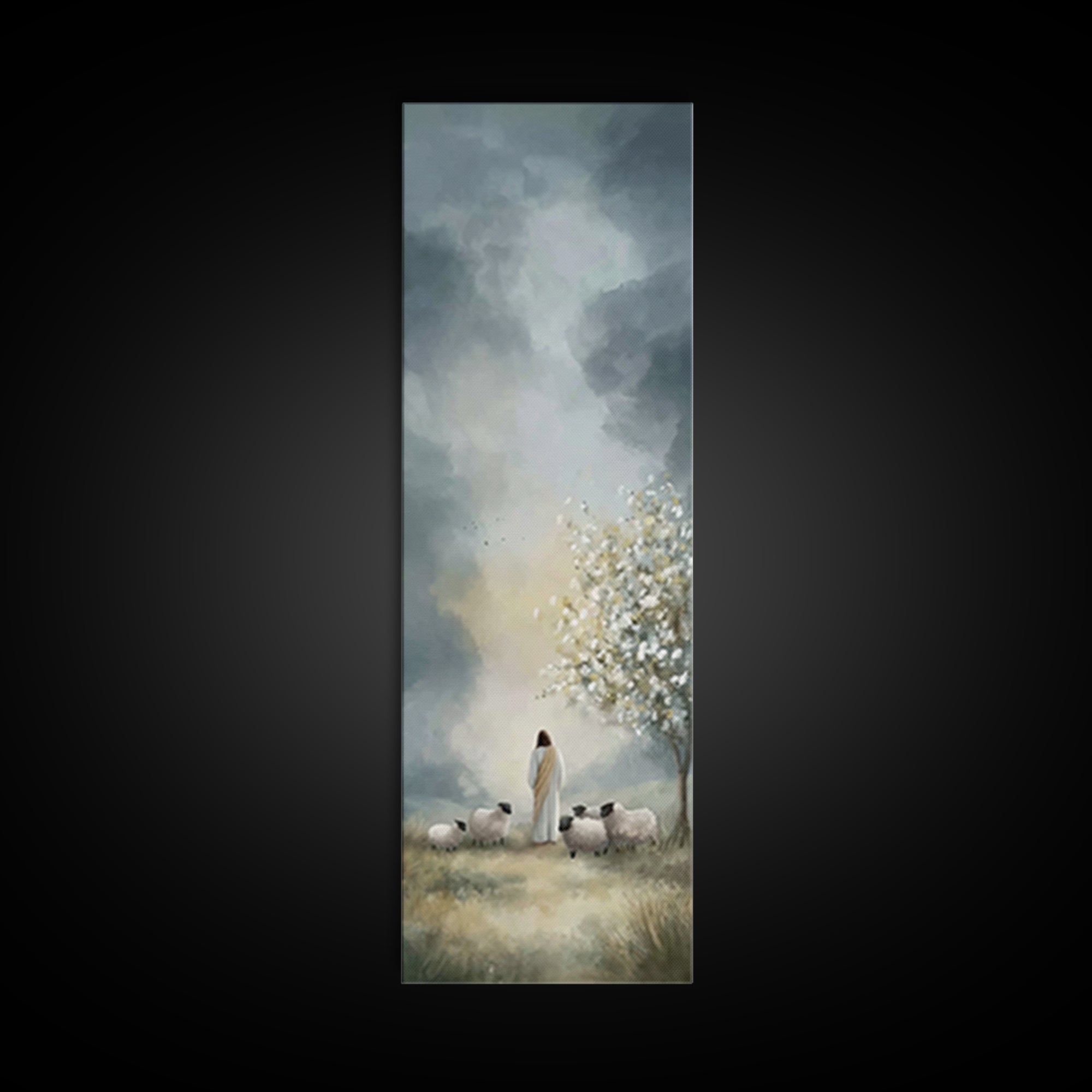 Heavenly Bloom Path – Framed Canvas Print – Christian Art Work – Minimalist Christian Art – Skinny Art – Christian Wall Art – Jesus Christm