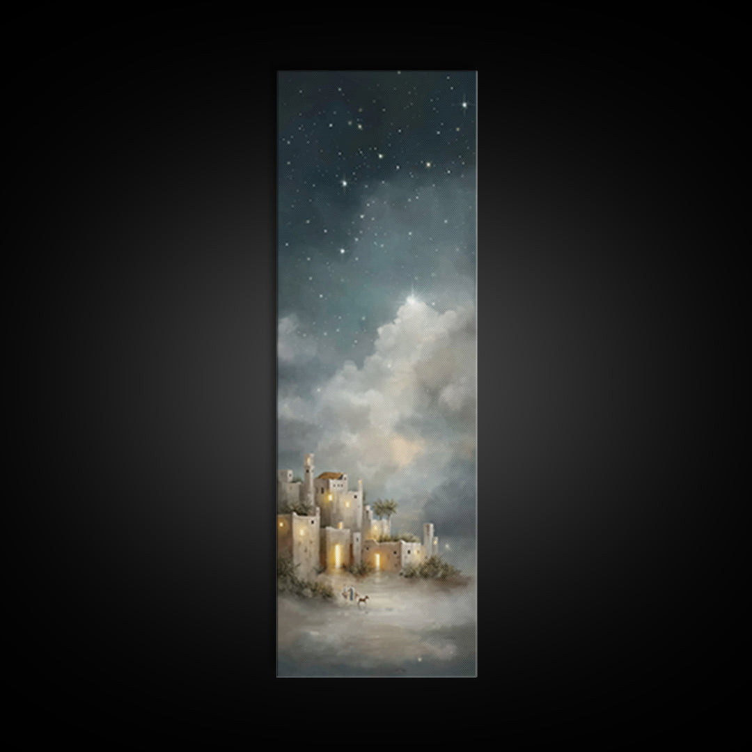 Star Over Judea – Framed Canvas Print – Narrow Art – Christian Art Canvas – Christmas Art – Christian Wall Art – Christian Christmas Decor