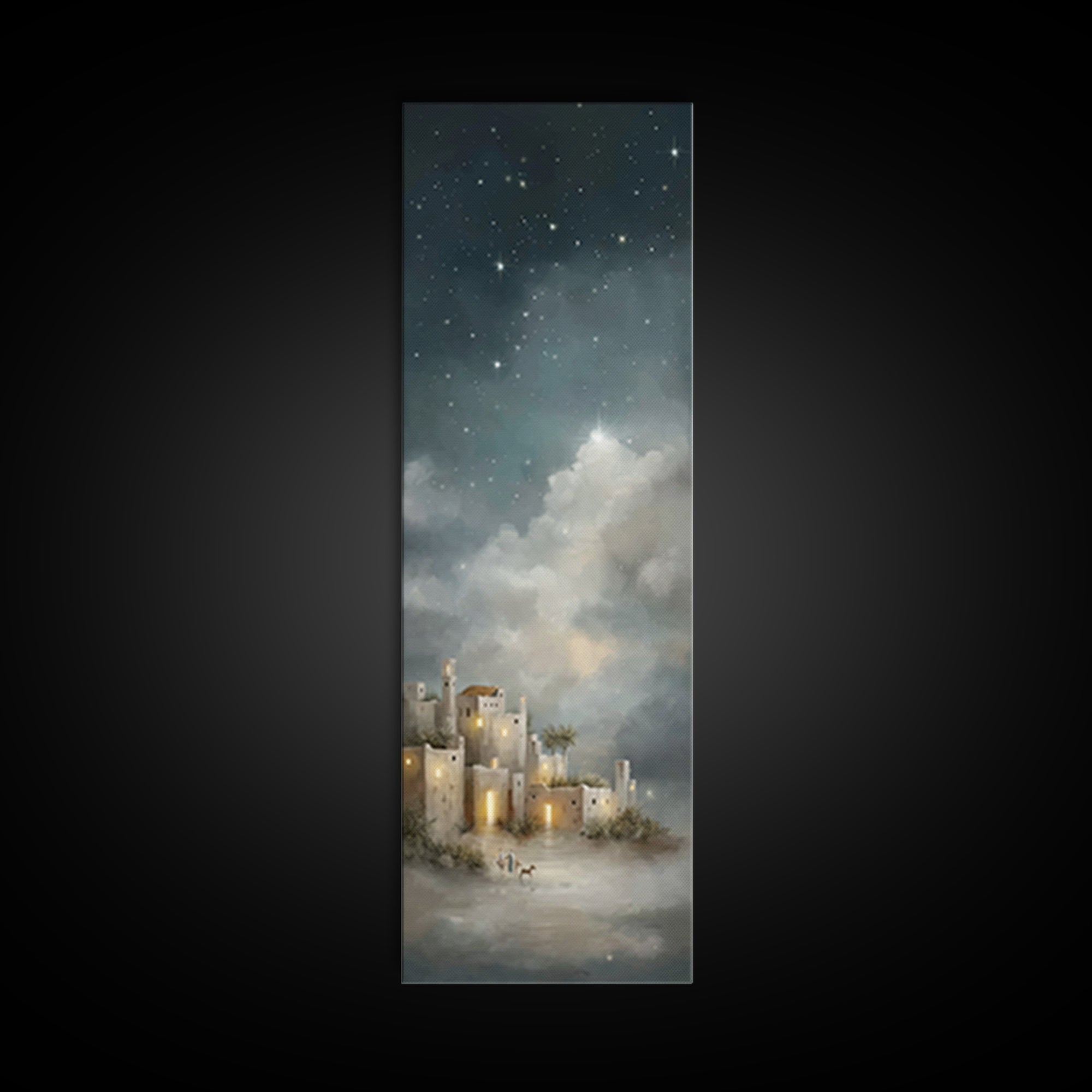 Star Over Judea – Framed Canvas Print – Narrow Art – Christian Art Canvas – Christmas Art – Christian Wall Art – Christian Christmas Decor