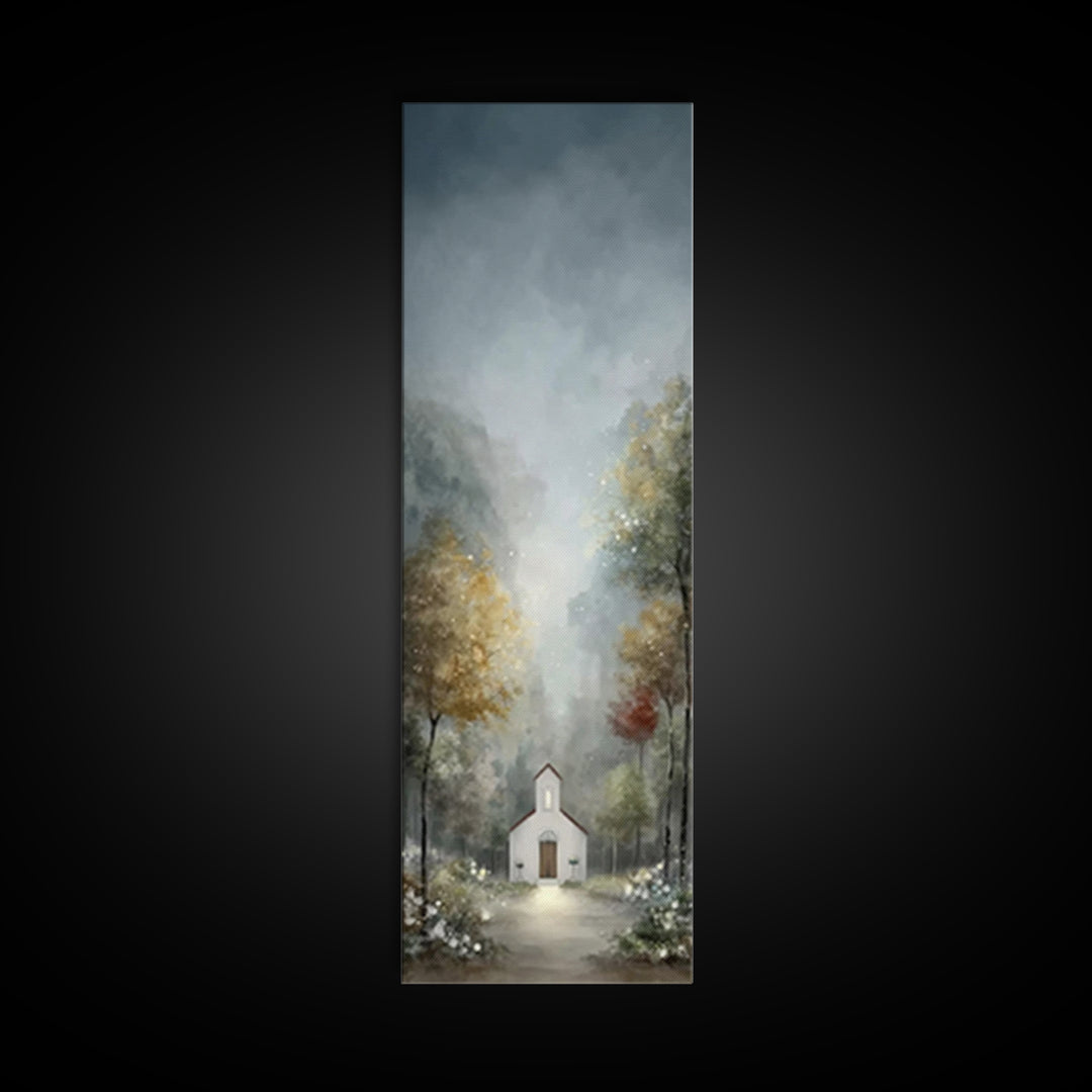 Sanctuary Of Light – Framed Canvas Print – Christian Wall Art – Modern Christian Art – Tall Skinny Art Print – Christmas Art Work – Christi