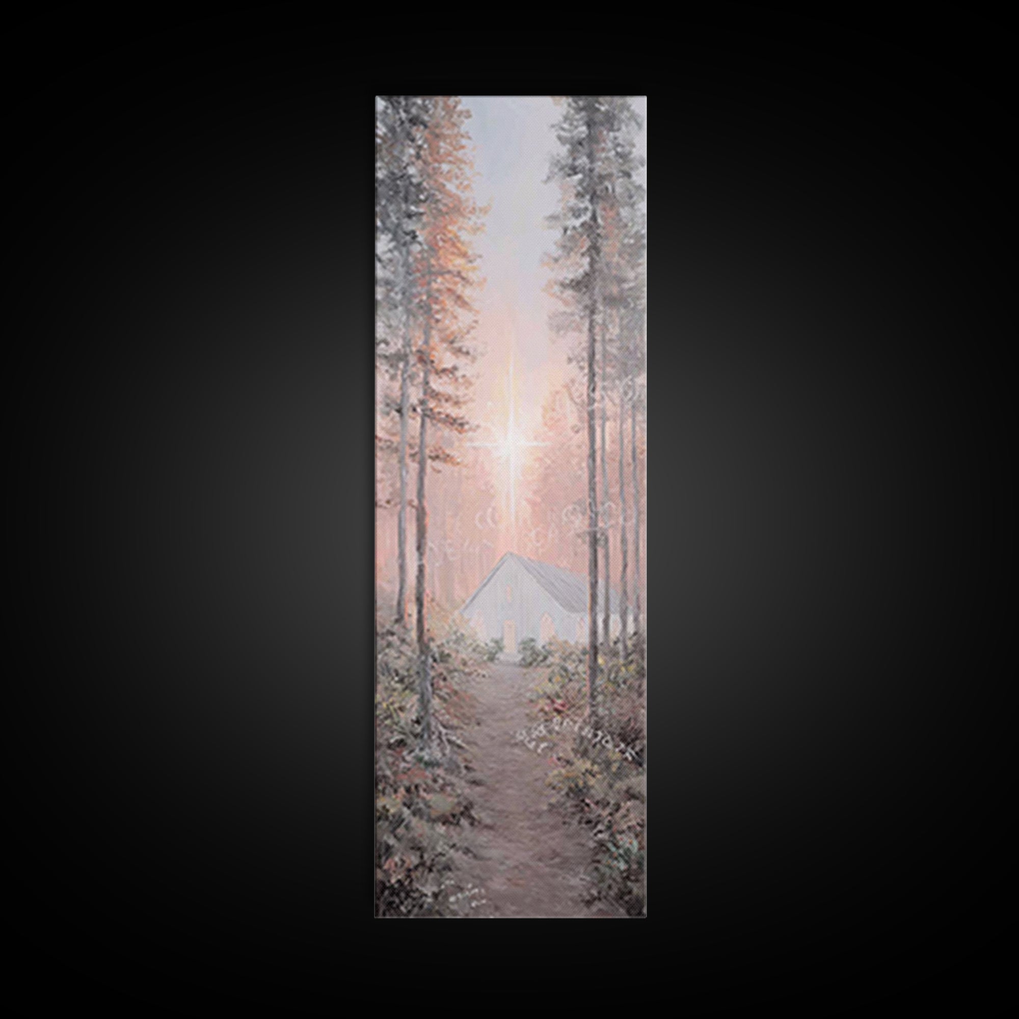 Forest Chapel Light – Framed Canvas Print – Christian Wall Art – Christian Art Canvas – Tall Narrow Wall Art – Modern Christian Art – Chris