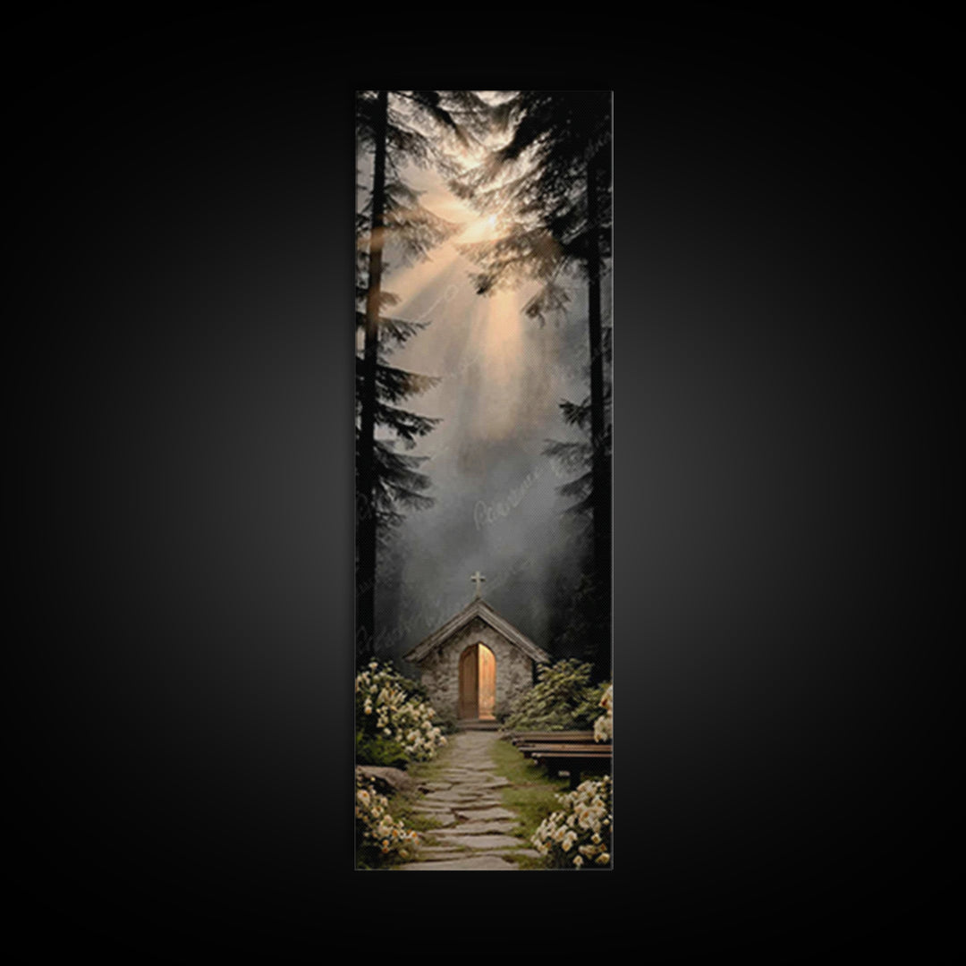 Chapel Of Radiance | Framed Canvas Print | Christian Art Print | Christian Wall Art | Skinny Art | Christian Christmas Art | Christian Deco