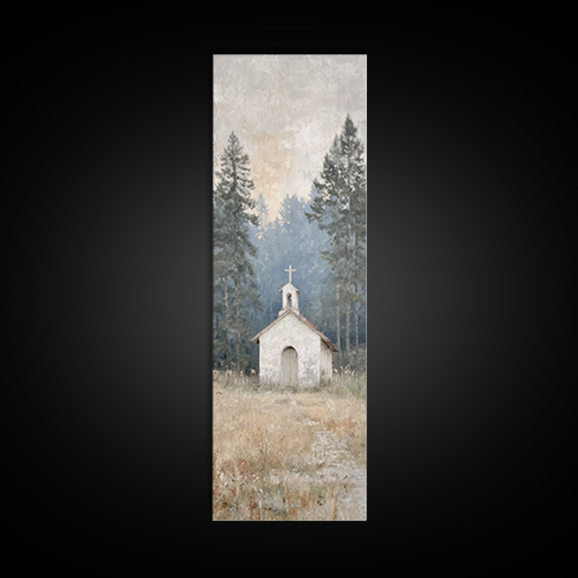 Silent Woodland Chapel – Framed Canvas Print – Christian Art Canvas – Modern Christian Art – Narrow Art – Christian Wall Art – Christian Gi