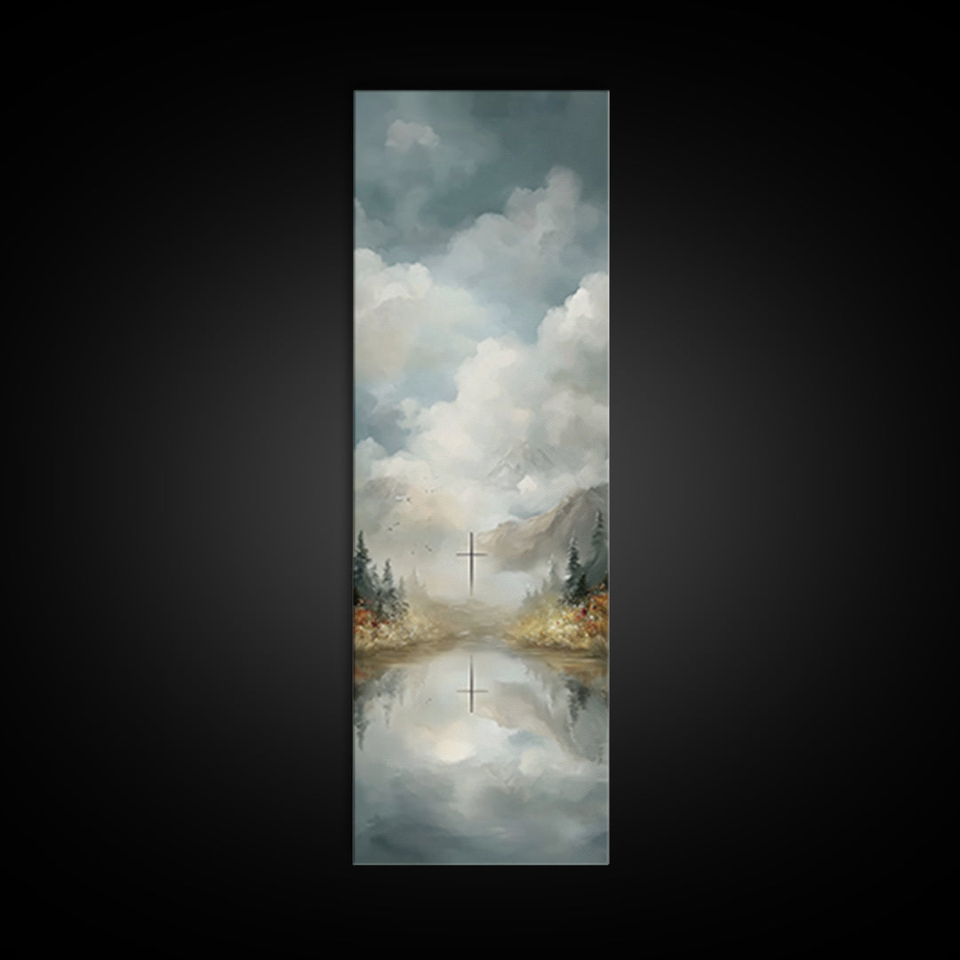 Cross Of The Valley – Framed Canvas Print – Christian Wall Art – Christian Art Work – Tall Narrow Wall Art – Modern Christian Art – Christi