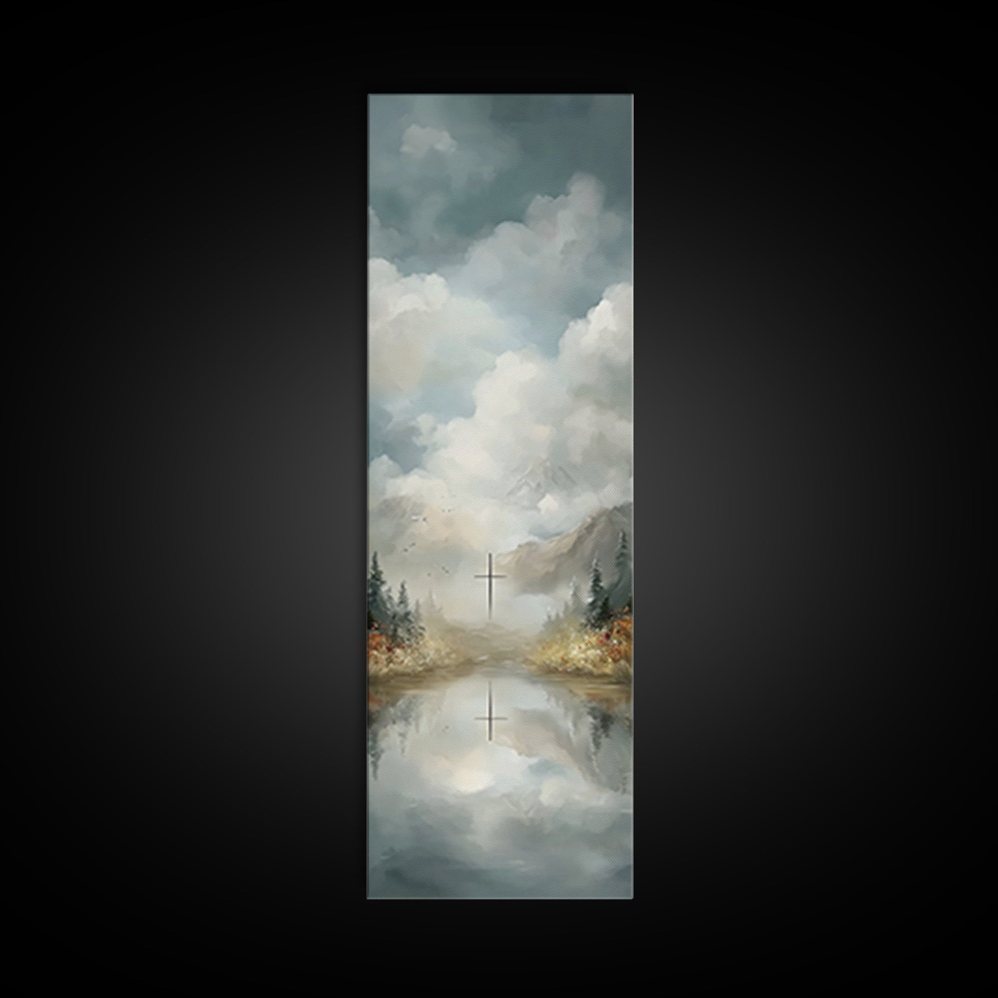 Cross Of The Valley – Framed Canvas Print – Christian Wall Art – Christian Art Work – Tall Narrow Wall Art – Modern Christian Art – Christi