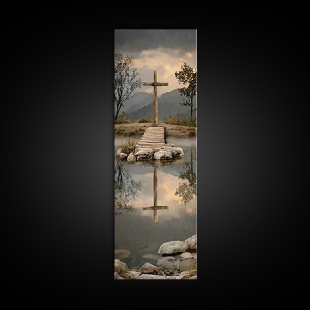 Reflections Of Hope | Framed Canvas Print | Christian Art Canvas | Vintage Christian Art | Tall Skinny Art Print | Christian Wall Art | Chr