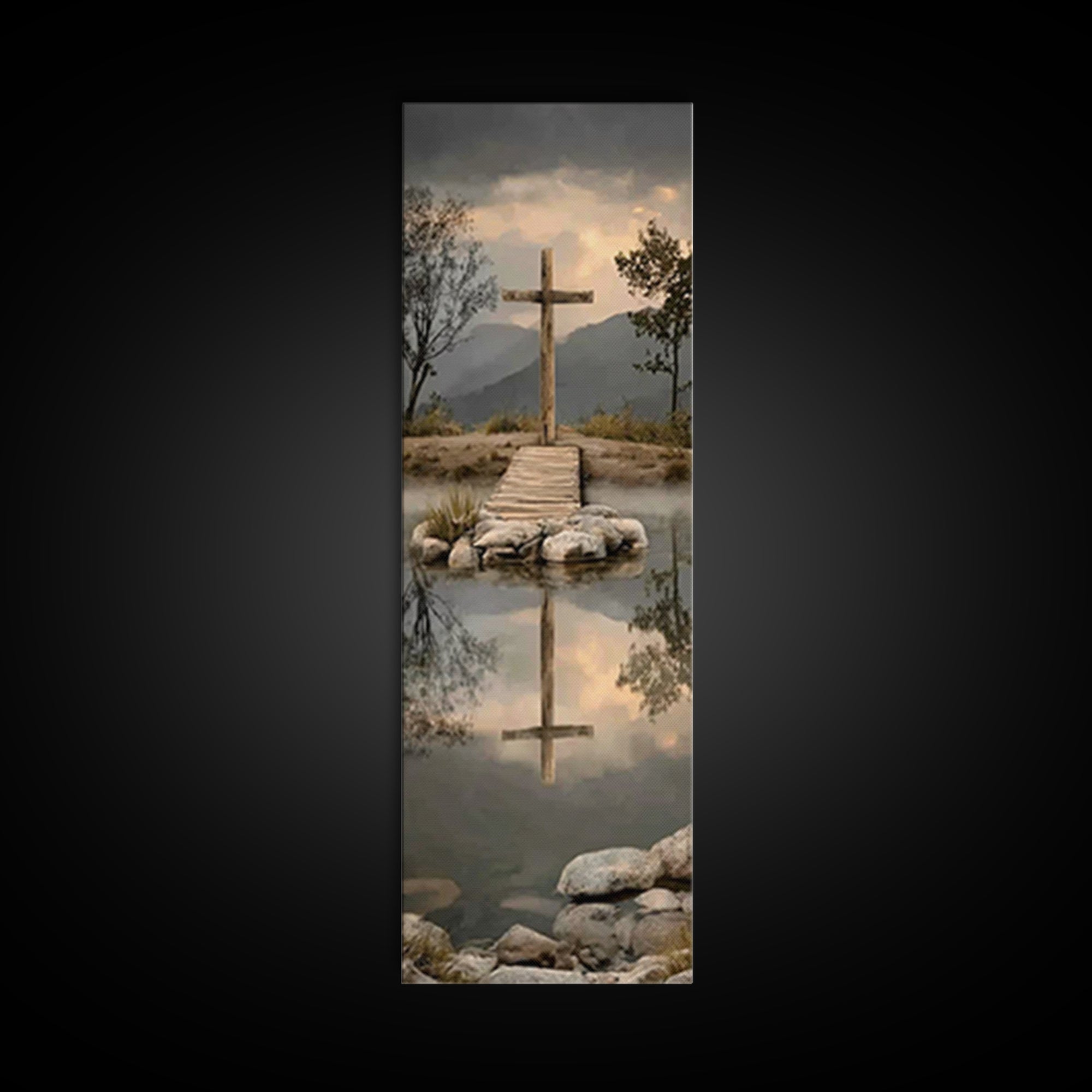 Reflections Of Hope | Framed Canvas Print | Christian Art Canvas | Vintage Christian Art | Tall Skinny Art Print | Christian Wall Art | Chr