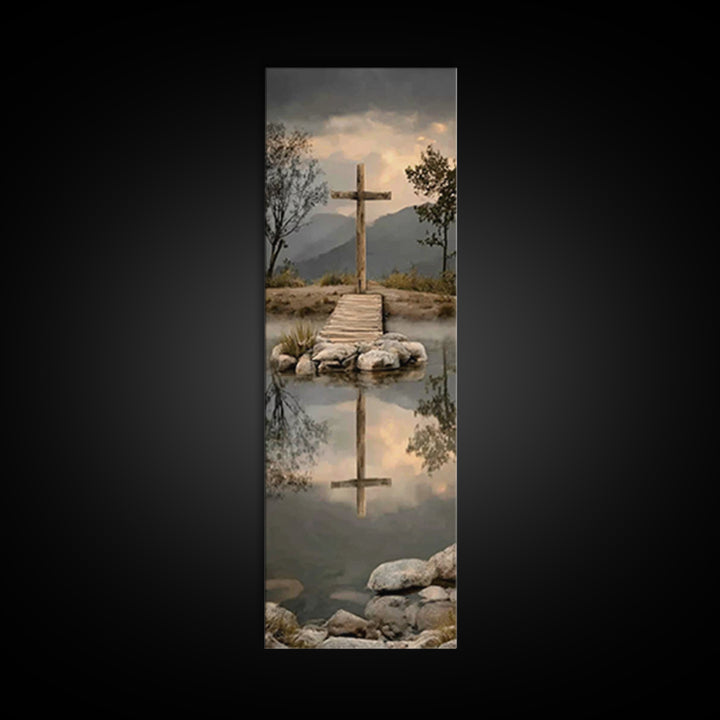 Reflections Of Hope | Framed Canvas Print | Christian Art Canvas | Vintage Christian Art | Tall Skinny Art Print | Christian Wall Art | Chr