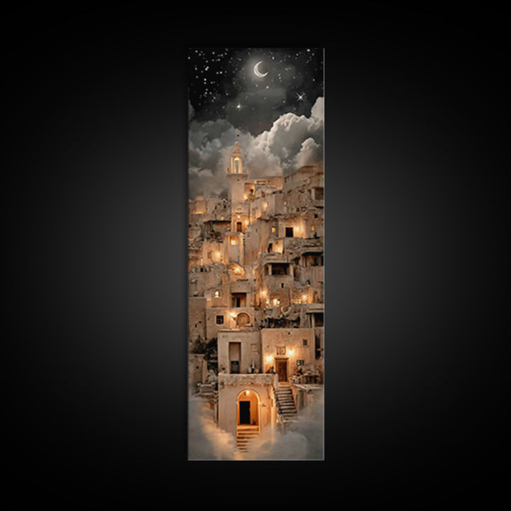 Crescent Bethlehem Sky – Framed Canvas Print – Tall Skinny Art Print – Christian Christmas Art – Christian Art Canvas – Christian Wall Art