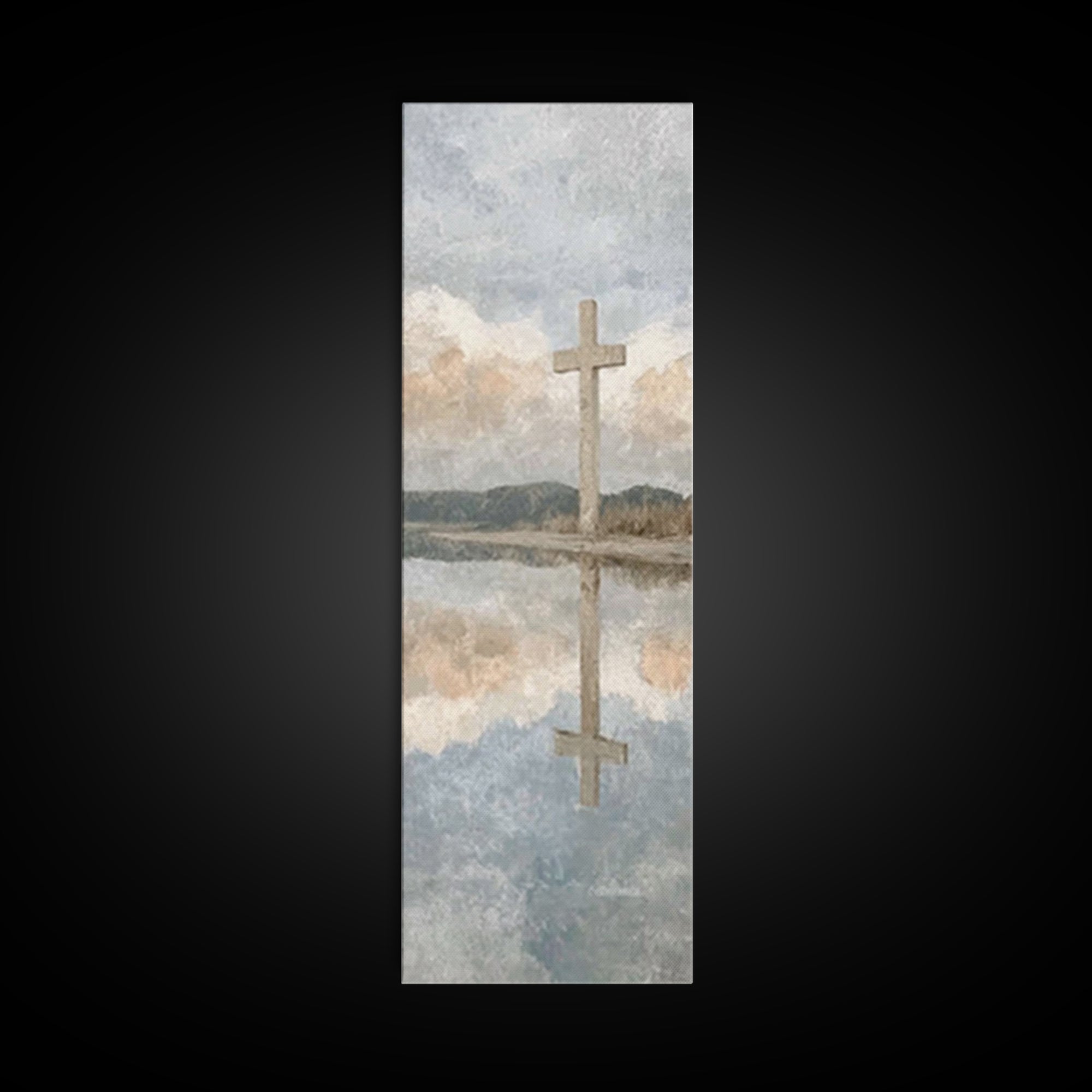 Cross Of Dawn – Framed Canvas Print – Tall Narrow Wall Art – Christian Wall Art – Christian Art Canvas – Jesus Painting – Christian Decor