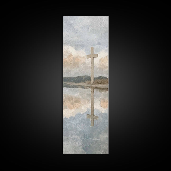 Cross Of Dawn – Framed Canvas Print – Tall Narrow Wall Art – Christian Wall Art – Christian Art Canvas – Jesus Painting – Christian Decor