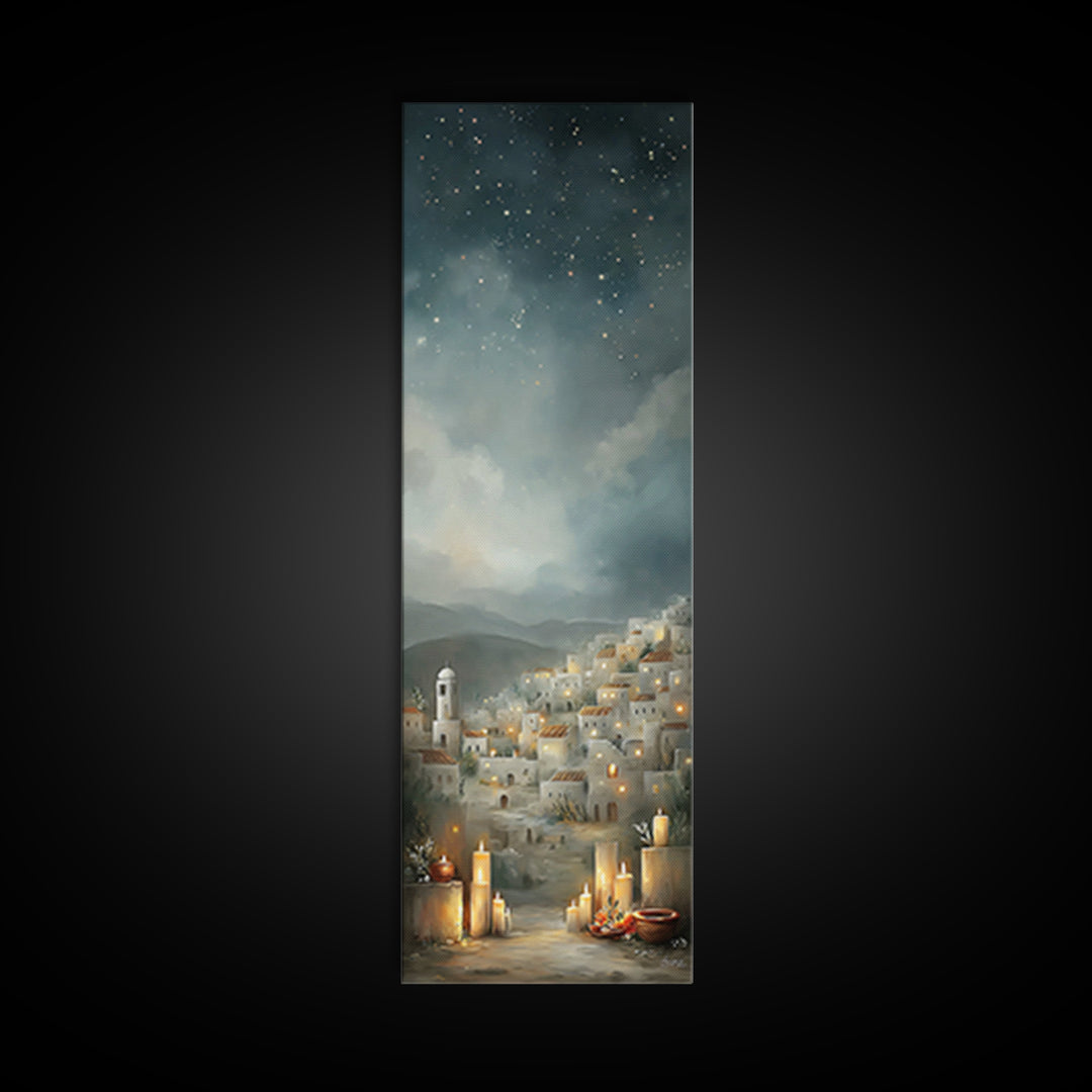 City Of Light – Framed Canvas Print – Christian Wall Art – Skinny Art – Christmas Art – Christian Christmas Art – Christian Art Canvas