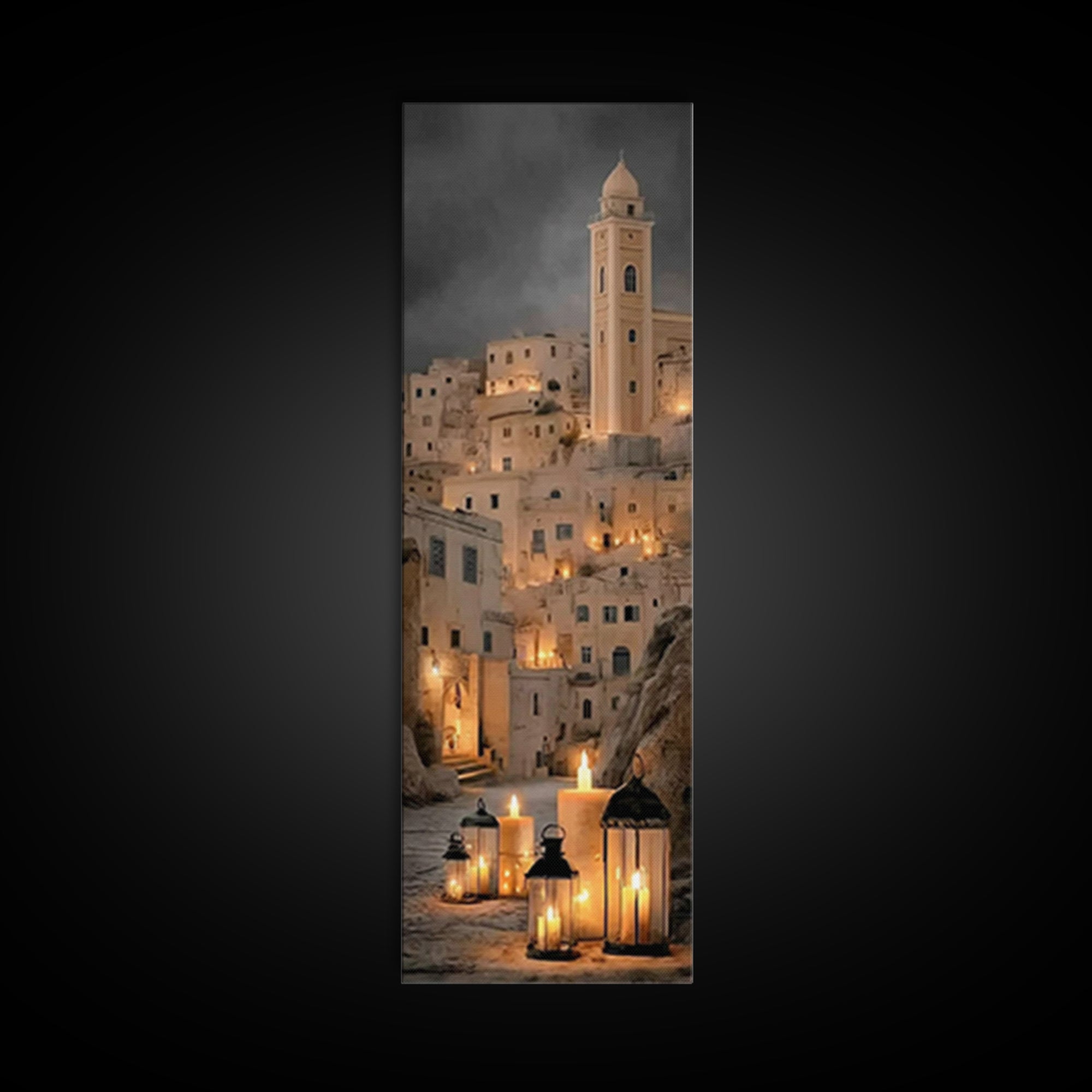 Evening Lanterns – Framed Canvas Print – Tall Skinny Art Print – Christian Decor – Christmas Art – Christian Wall Art – Christian Art Canva