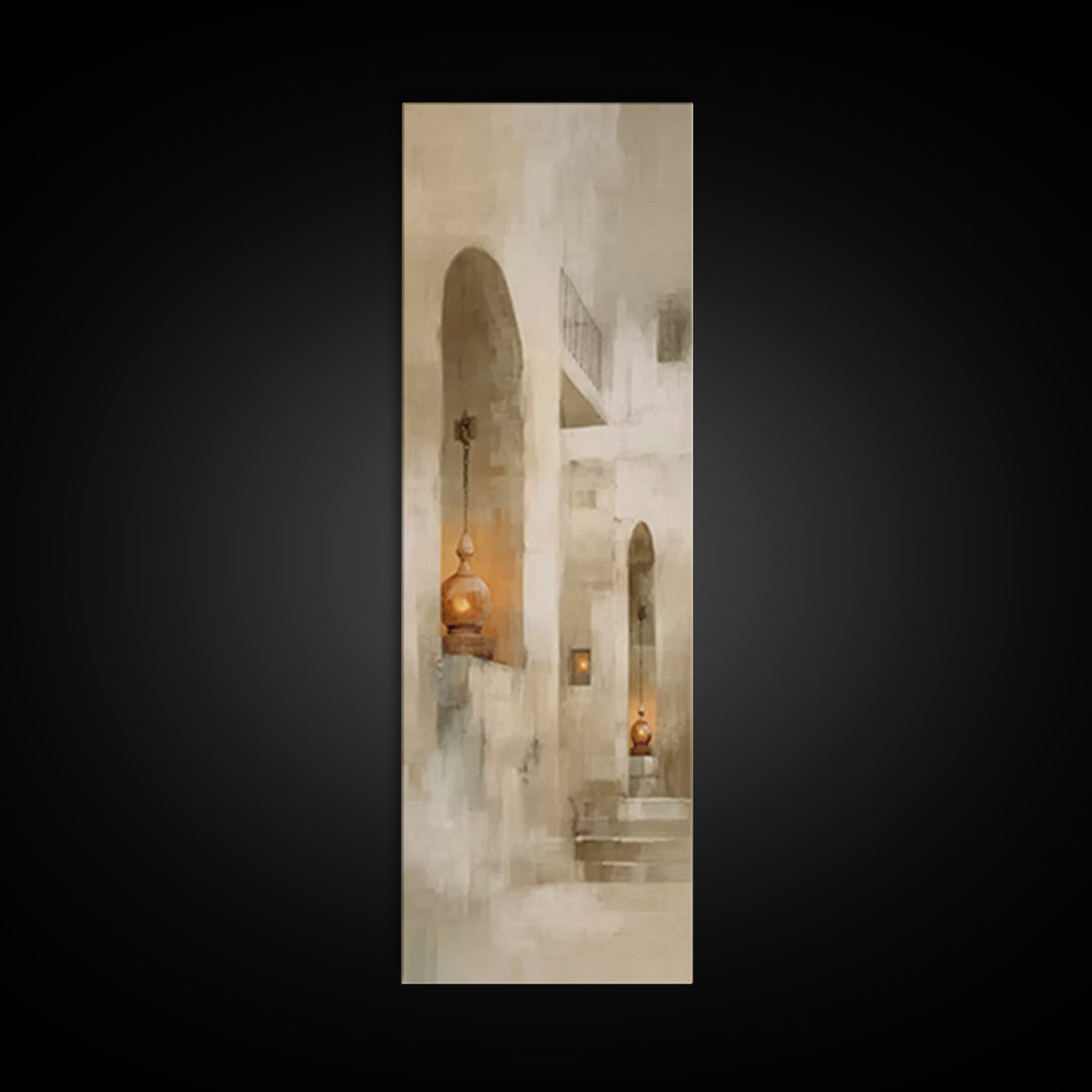 Clay Lamps Glow – Framed Canvas Print – Narrow Art – Christian Decor – Christmas Wall Art – Christian Art Canvas – Subtle Christian Art