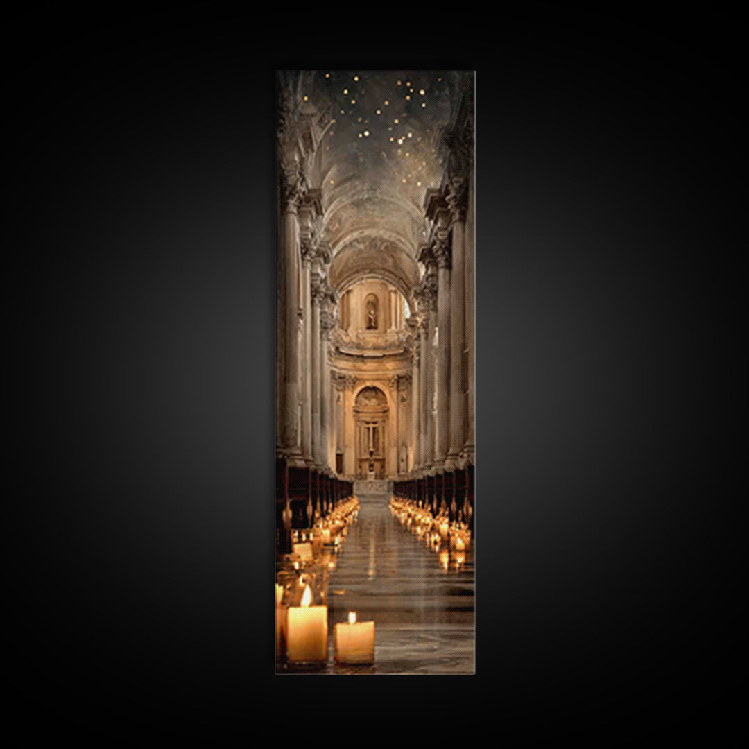 Sanctuary Of Light – Framed Canvas Print – Tall Narrow Wall Art – Christian Wall Art – Jesus Painting – Christian Christmas Art – Faith Art