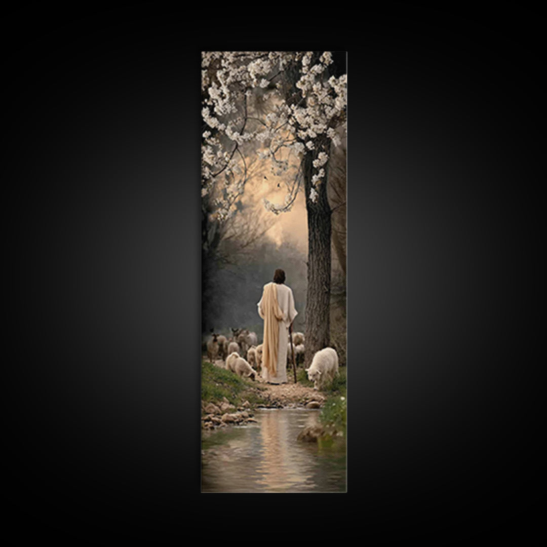 Gathered In Peace – Framed Canvas Print – Narrow Art – Christian Painting – Jesus Canvas Art – Christian Wall Art – Christmas Art – Faith A