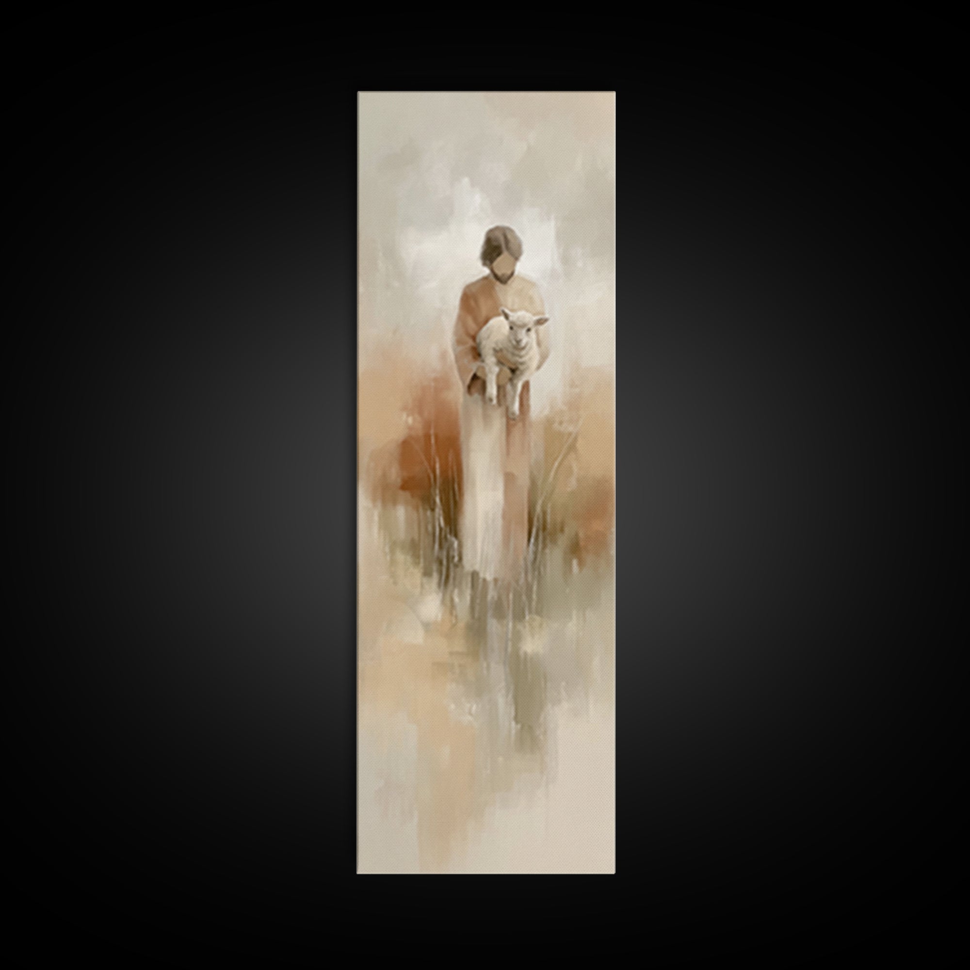 Gentle Lamb Keeper – Framed Canvas Print – Skinny Art – Christian Art Canvas – Jesus Painting – Christian Wall Art – Faith Art