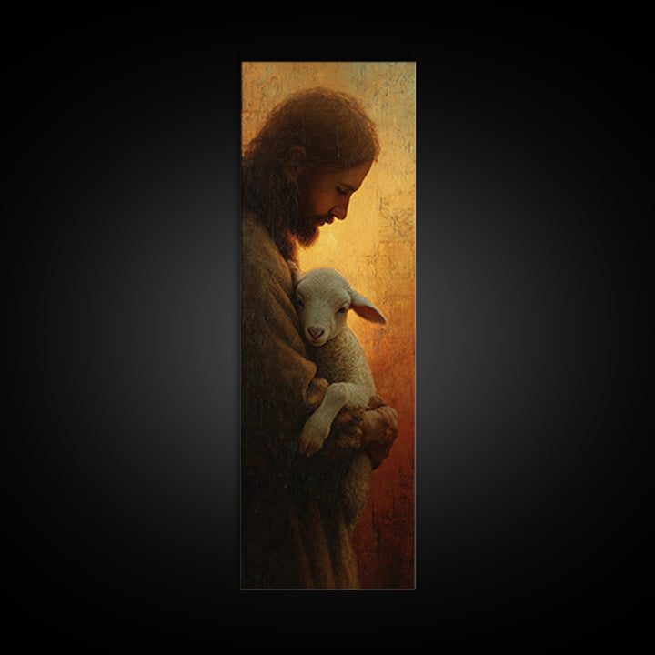 Gentle Savior Grace, Framed Canvas Print, Skinny Art, Christian Art Canvas, Jesus Painting, Christian Art Print, Christian Wall Art