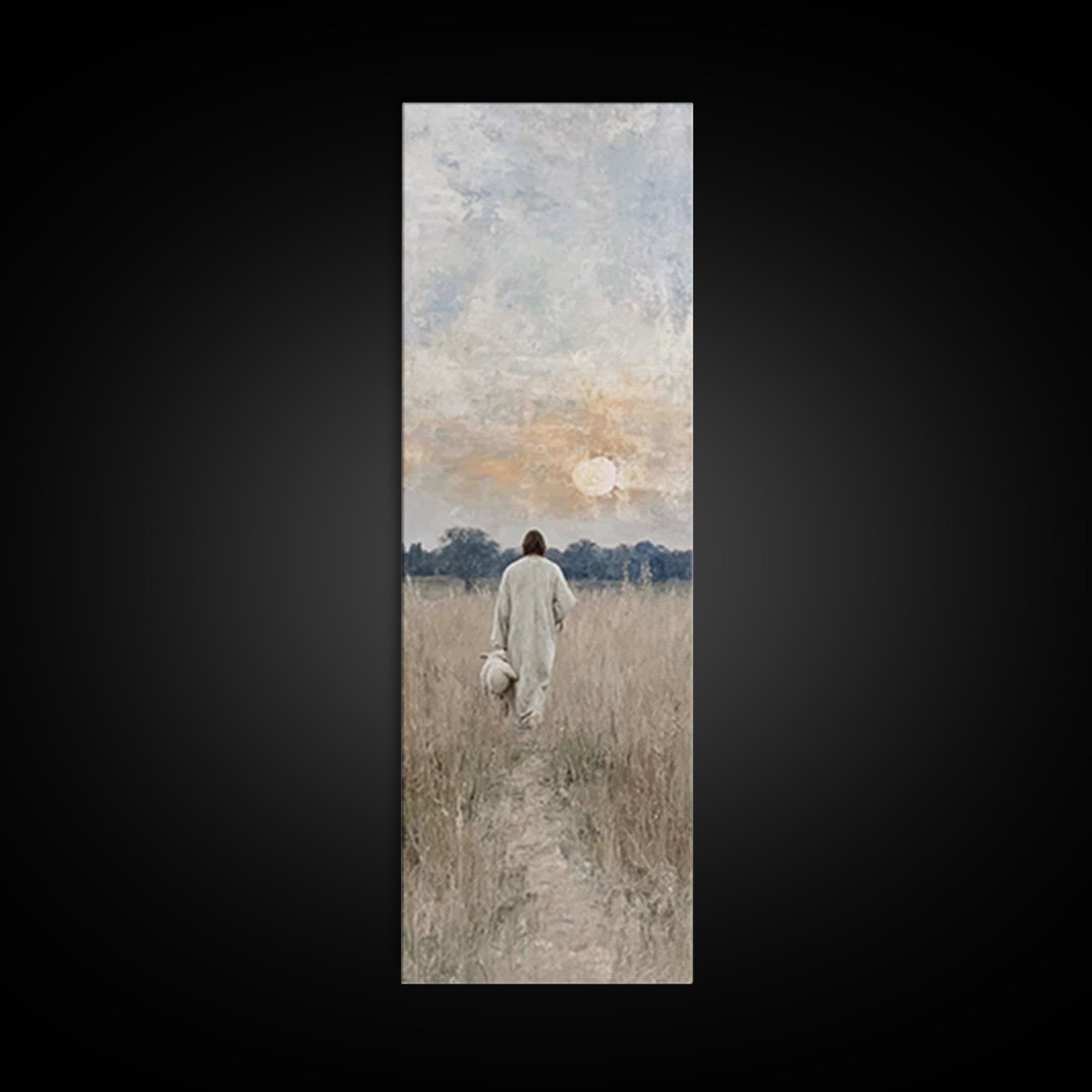 Shepherd’s Promise – Framed Canvas Print – Tall Skinny Art Print – Christian Wall Art – Jesus Painting – Christian Art Canvas – Christian G