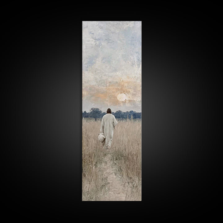 Shepherd’s Promise – Framed Canvas Print – Tall Skinny Art Print – Christian Wall Art – Jesus Painting – Christian Art Canvas – Christian G
