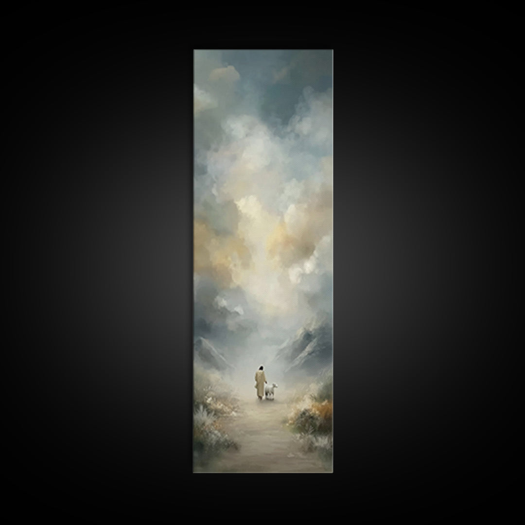 Fields Of Hope, Framed Canvas Print, Narrow Art, Christian Art Canvas, Jesus Painting, Christian Wall Art, Christian Christmas Art