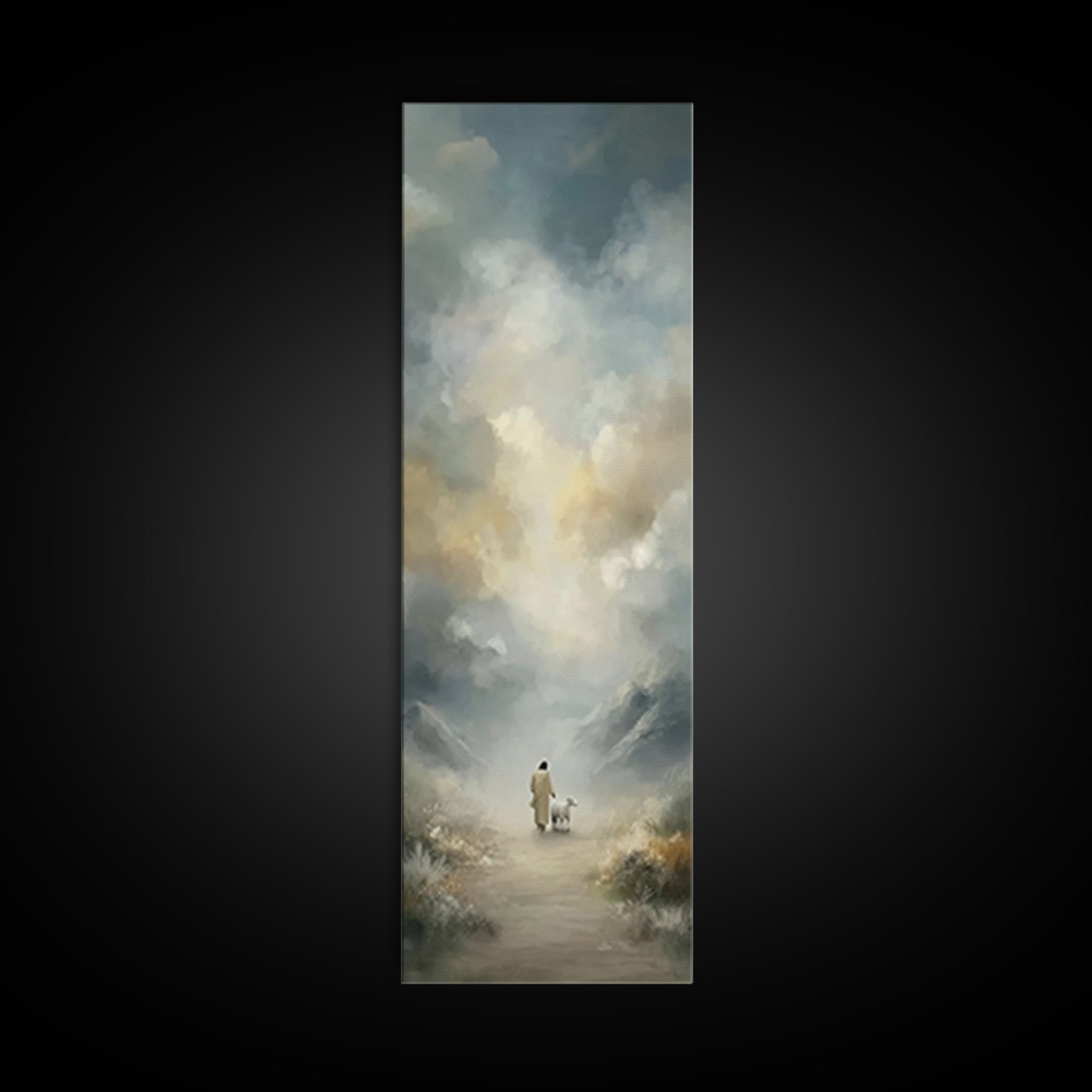 Fields Of Hope, Framed Canvas Print, Narrow Art, Christian Art Canvas, Jesus Painting, Christian Wall Art, Christian Christmas Art