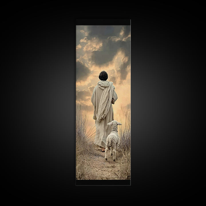 Watching Over Peace – Framed Canvas Print – Tall Narrow Wall Art – Christian Art Canvas – Jesus Painting – Christian Wall Art – Faith Art