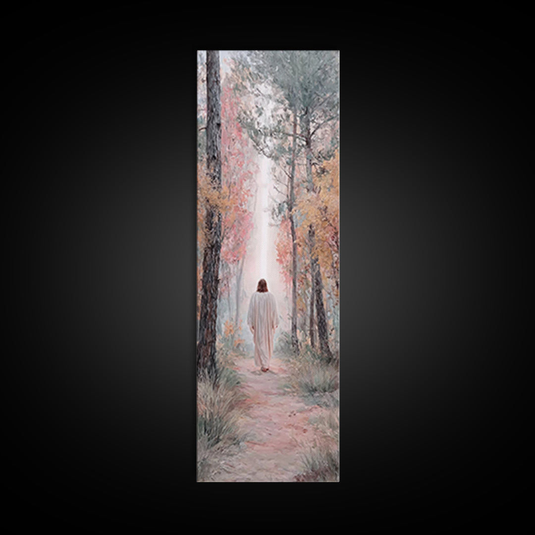 Sunset Shepherd Walk | Framed Canvas Print | Narrow Art | Christian Art Canvas | Jesus Painting | Christian Wall Art | Christian Gift Ideas