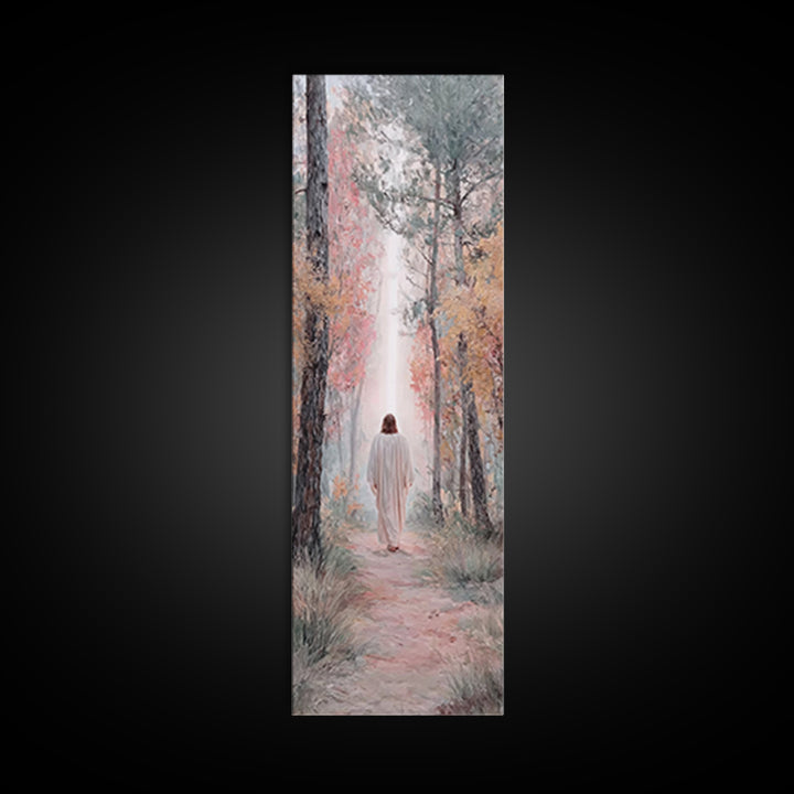 Sunset Shepherd Walk | Framed Canvas Print | Narrow Art | Christian Art Canvas | Jesus Painting | Christian Wall Art | Christian Gift Ideas