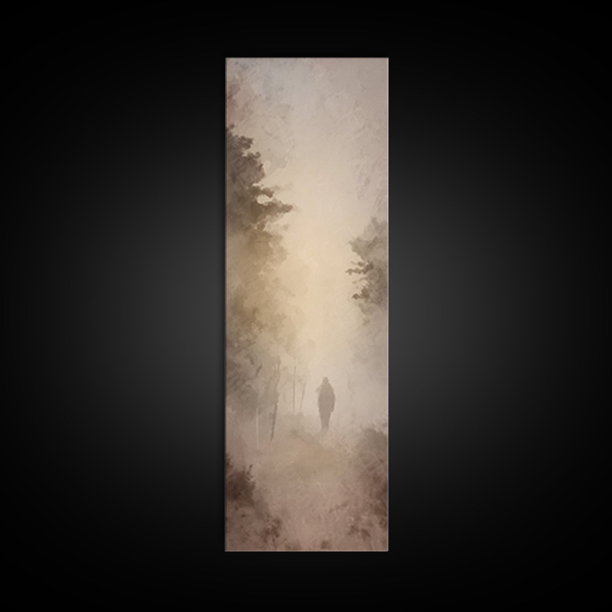 Misty Dawn Path – Framed Canvas Print – Skinny Art – Christian Wall Art – Christian Art Canvas – Jesus Painting – Modern Christian Art – Ch