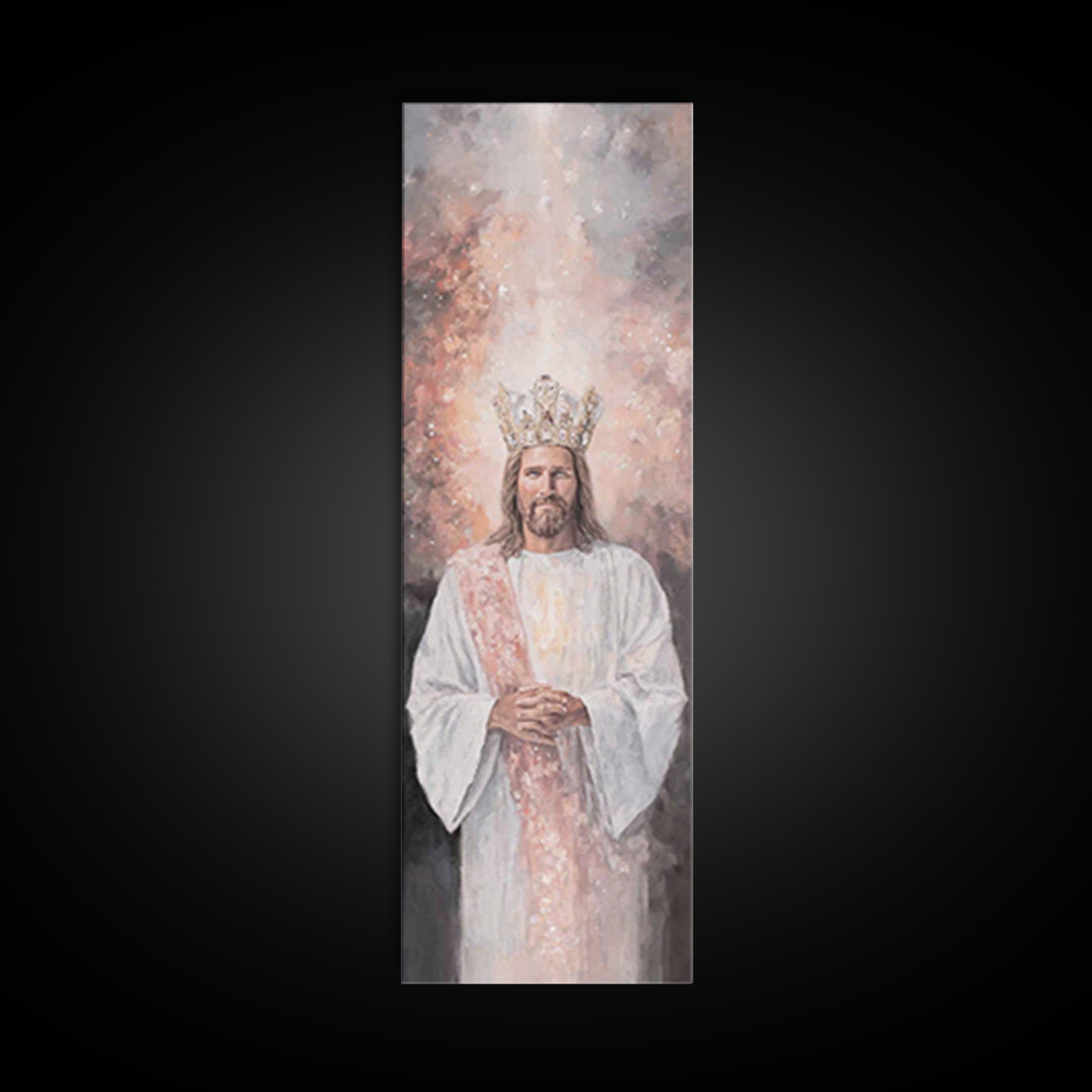 Heavenly Bright Trail – Framed Canvas Print – Tall Skinny Art Print – Christian Wall Art – Christian Painting – Jesus Art Print – Vintage C