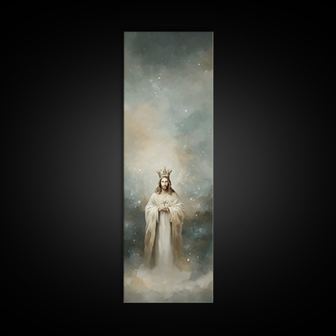 King Of Glory – Framed Canvas Print – Narrow Art – Christian Wall Art – Jesus Painting – Christian Art Canvas – Modern Christian Art – Chri