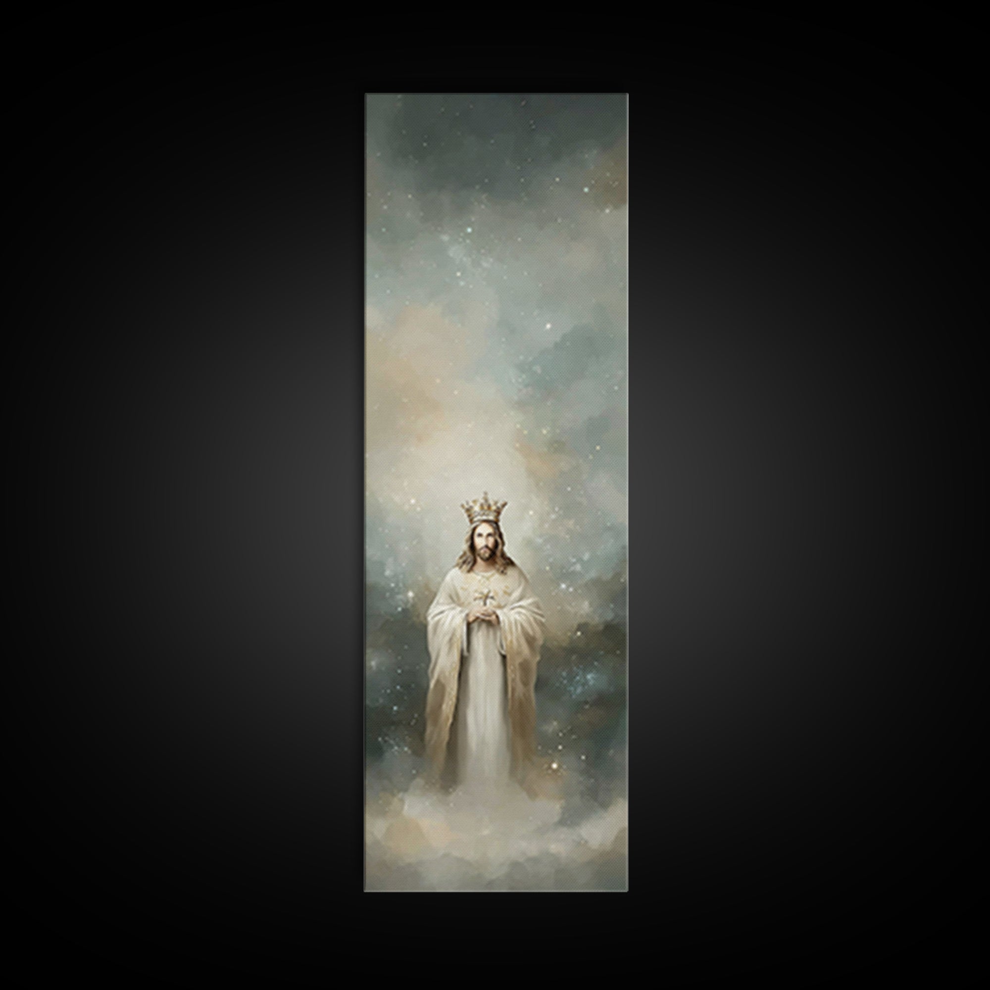 King Of Glory – Framed Canvas Print – Narrow Art – Christian Wall Art – Jesus Painting – Christian Art Canvas – Modern Christian Art – Chri