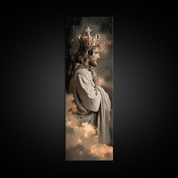 Crowned In Light – Framed Canvas Print – Tall Narrow Wall Art – Christian Art Canvas – Jesus Painting – Christian Wall Art – Christmas Art