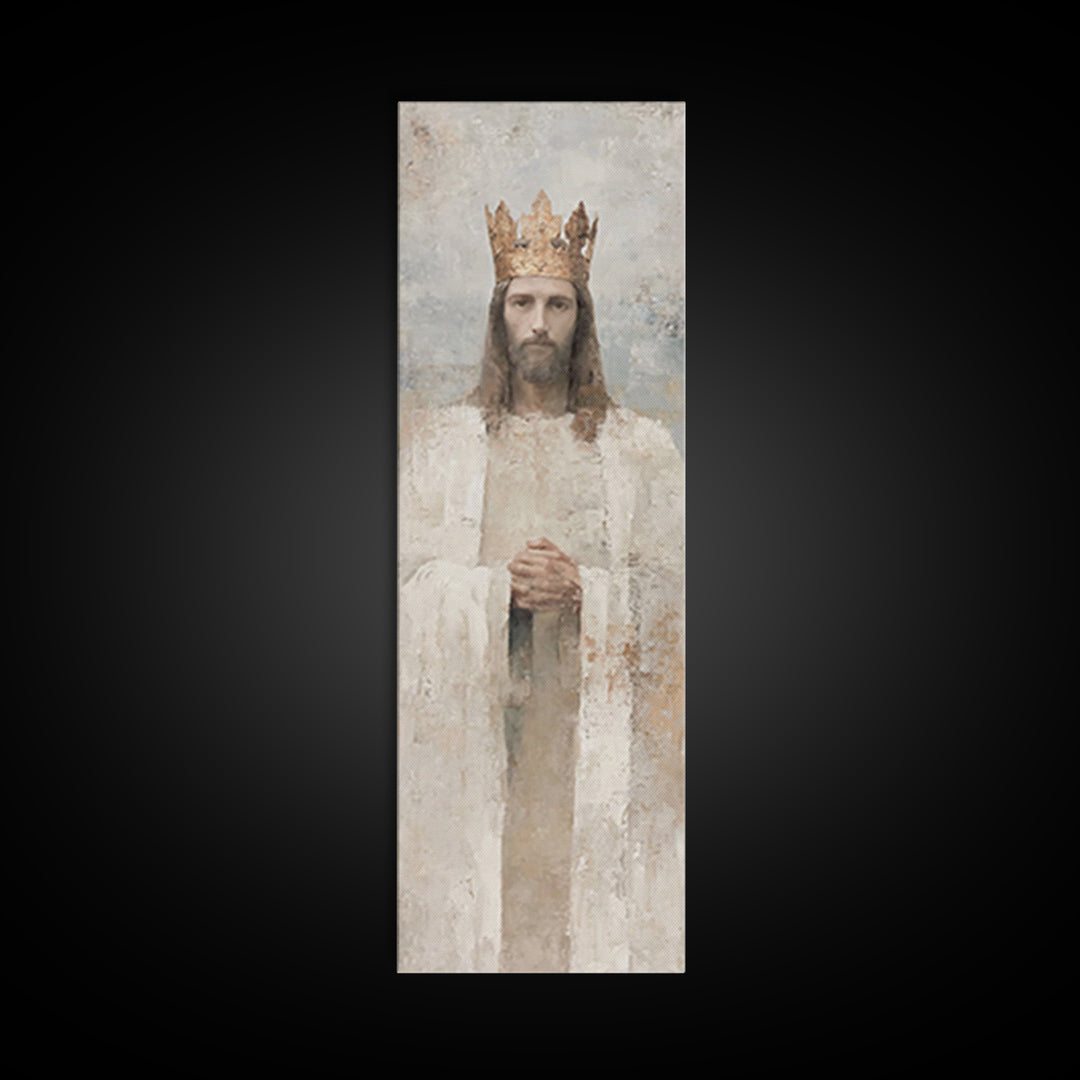 Crown Of Peace – Framed Canvas Print – Tall Skinny Art Print – Christian Wall Art – Jesus Painting – Modern Christian Art – Christmas Art