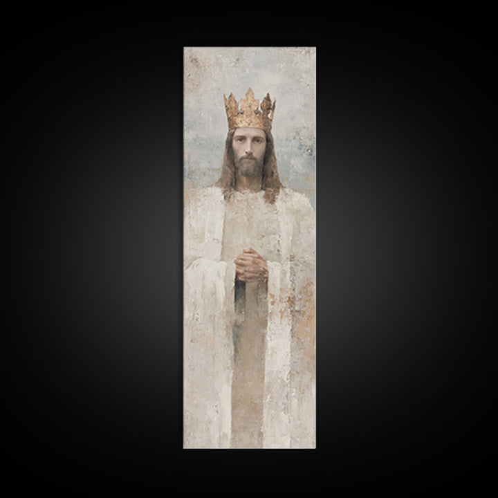 Crown Of Peace – Framed Canvas Print – Tall Skinny Art Print – Christian Wall Art – Jesus Painting – Modern Christian Art – Christmas Art