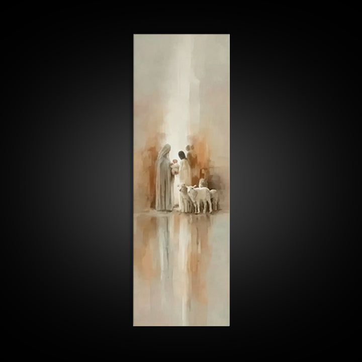 Sacred Family Light – Framed Canvas Print – Tall Skinny Art Print – Christian Art Work – Christian Wall Art – Christmas Art – Modern Christ