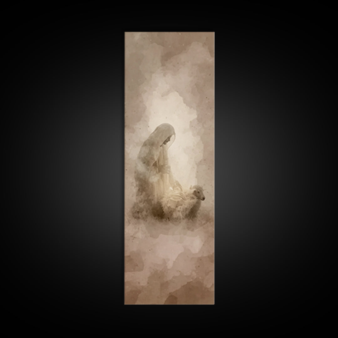 Shepherd’s Quiet Glory – Framed Canvas Print – Tall Skinny Art Print – Christian Art Canvas – Christian Wall Art – Christmas Art – Jesus Ch