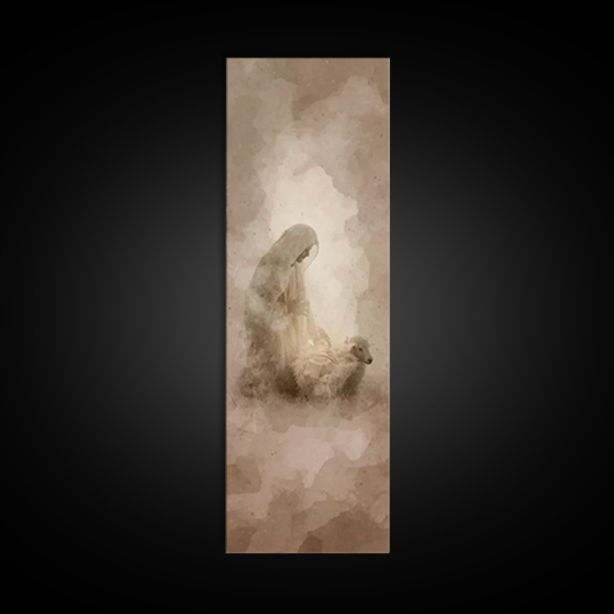 Shepherd’s Quiet Glory – Framed Canvas Print – Tall Skinny Art Print – Christian Art Canvas – Christian Wall Art – Christmas Art – Jesus Ch